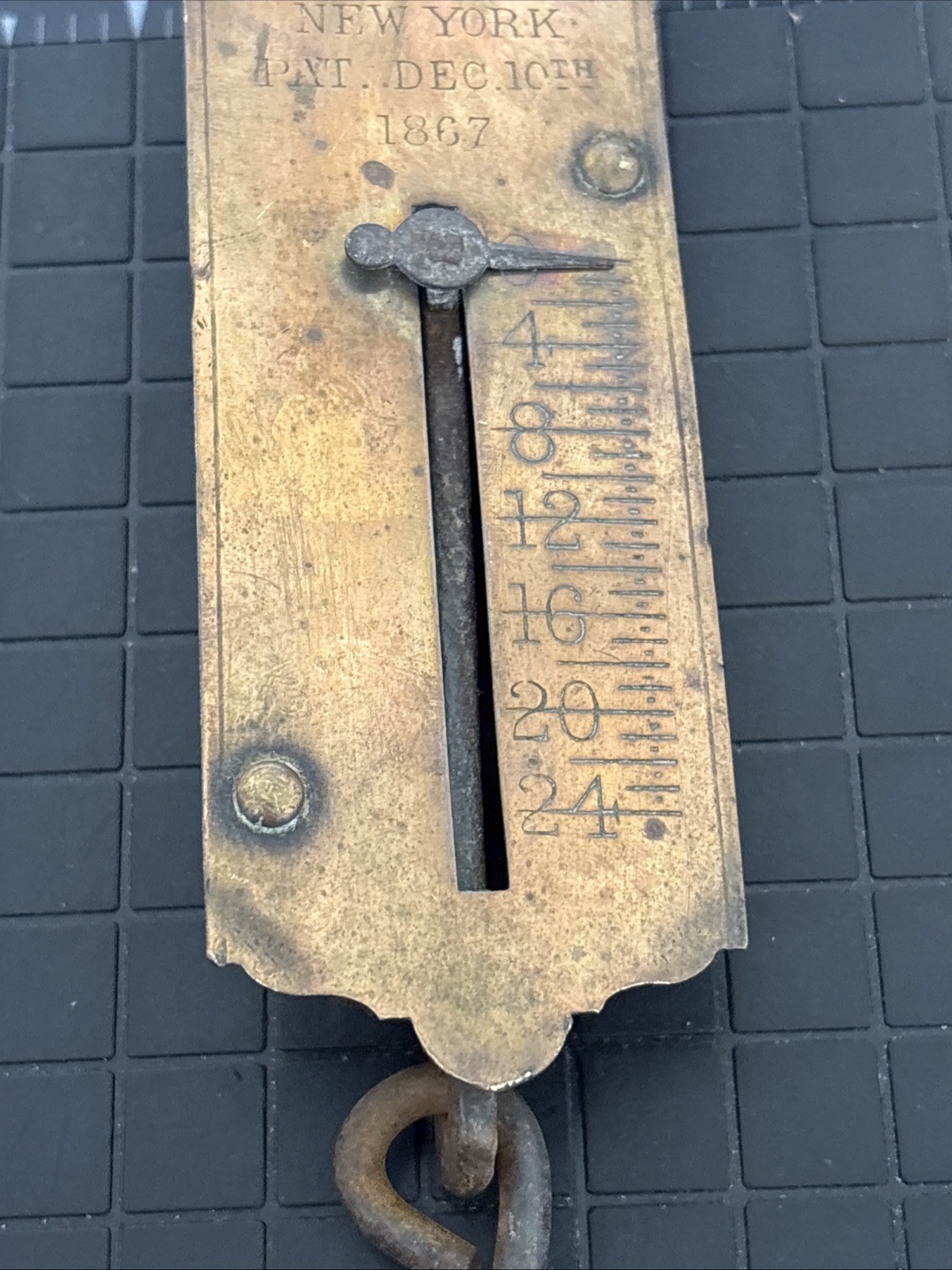 Antique Chatillons Improved Balance Brass Hanging Scale Pat Dec 10 1867 New York