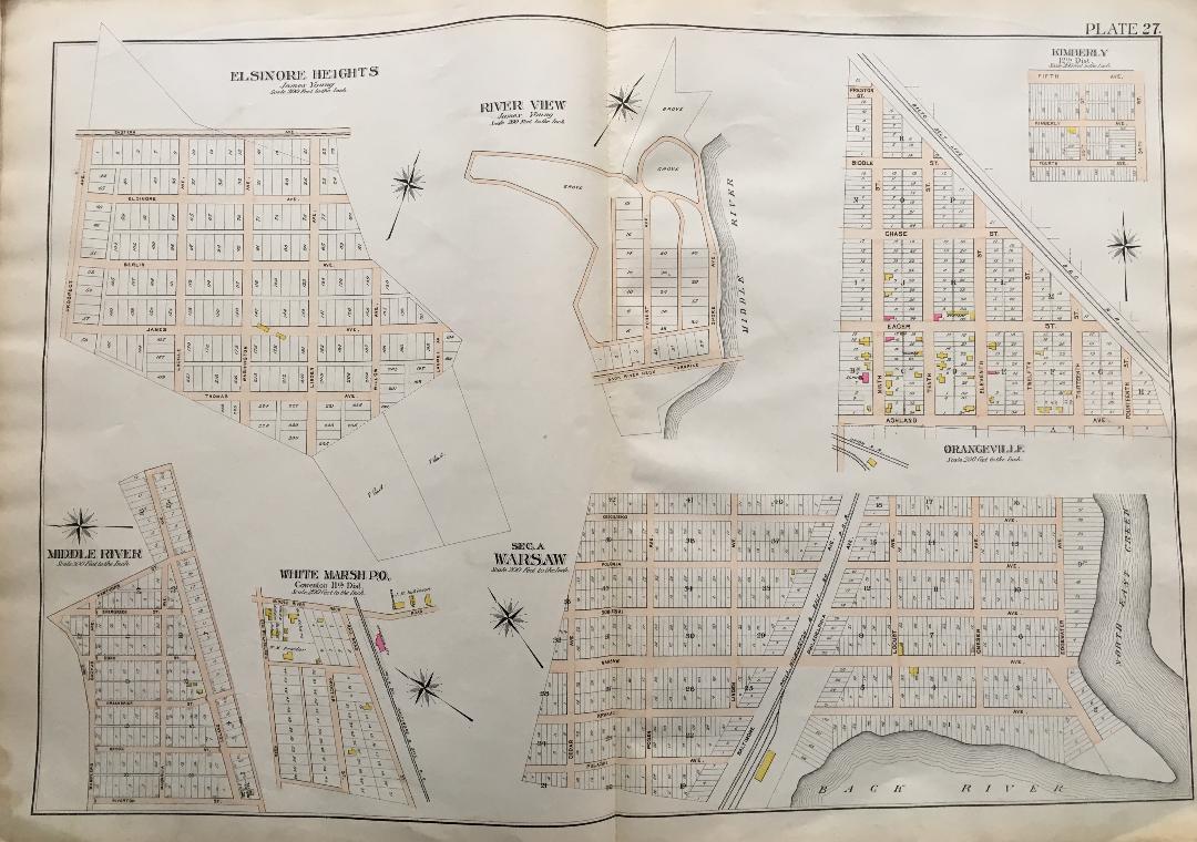 1898 BALTIMORE MARYLAND WARSAW ELSINORE HEIGHTS ORANGEVILLE KIMBERLY ATLAS MAP