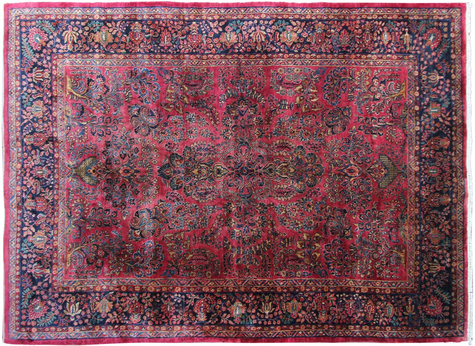 9X12 Antique Rug Fine Manchester Wool Traditional Rose Red 259cmx359cm c.1890