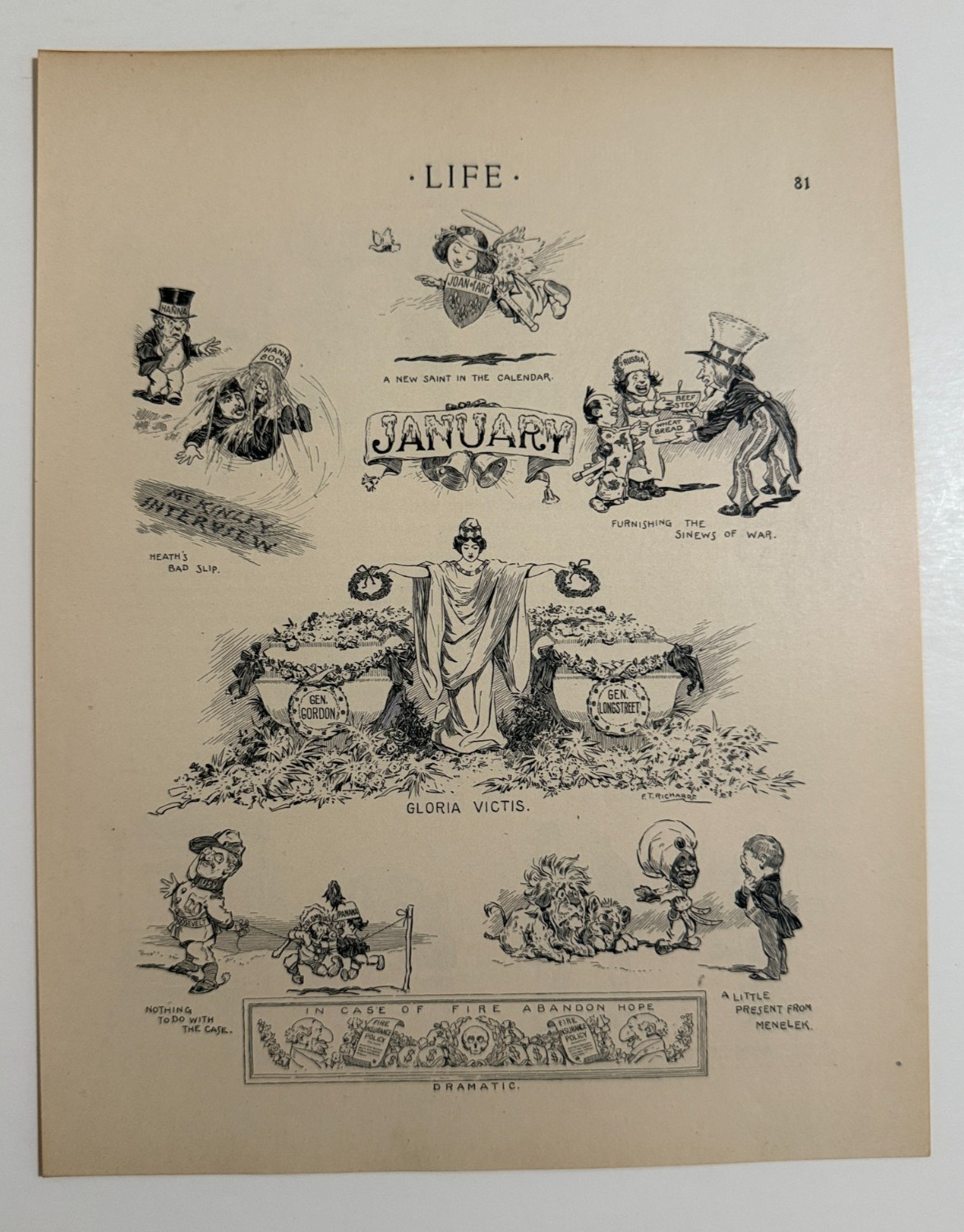 1904 THEODORE ROOSEVELT Political Cartoon Life Magazine Page Richards