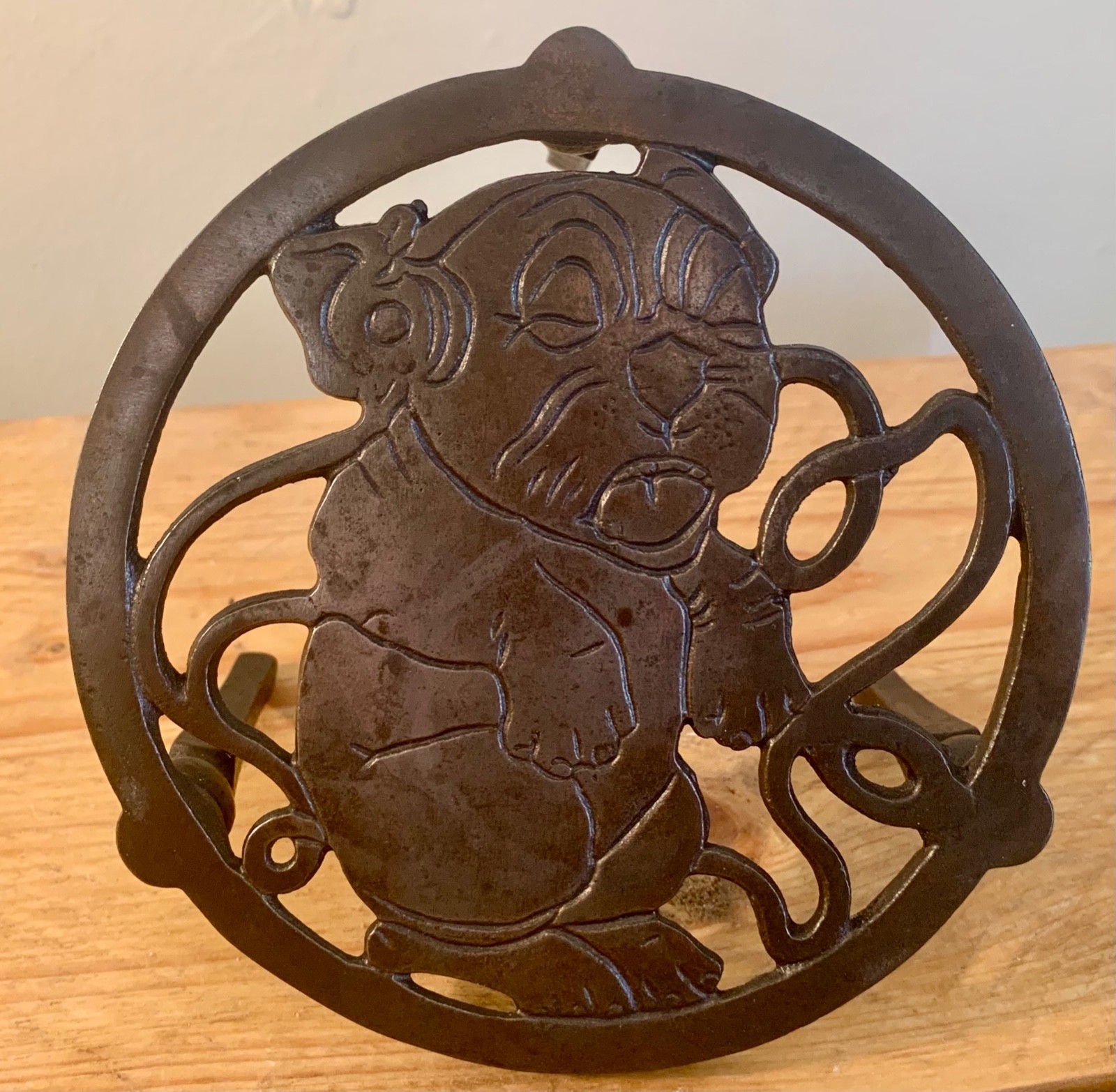 Vintage / Antique Cast Iron Trivet Featuring Bonzo Dog