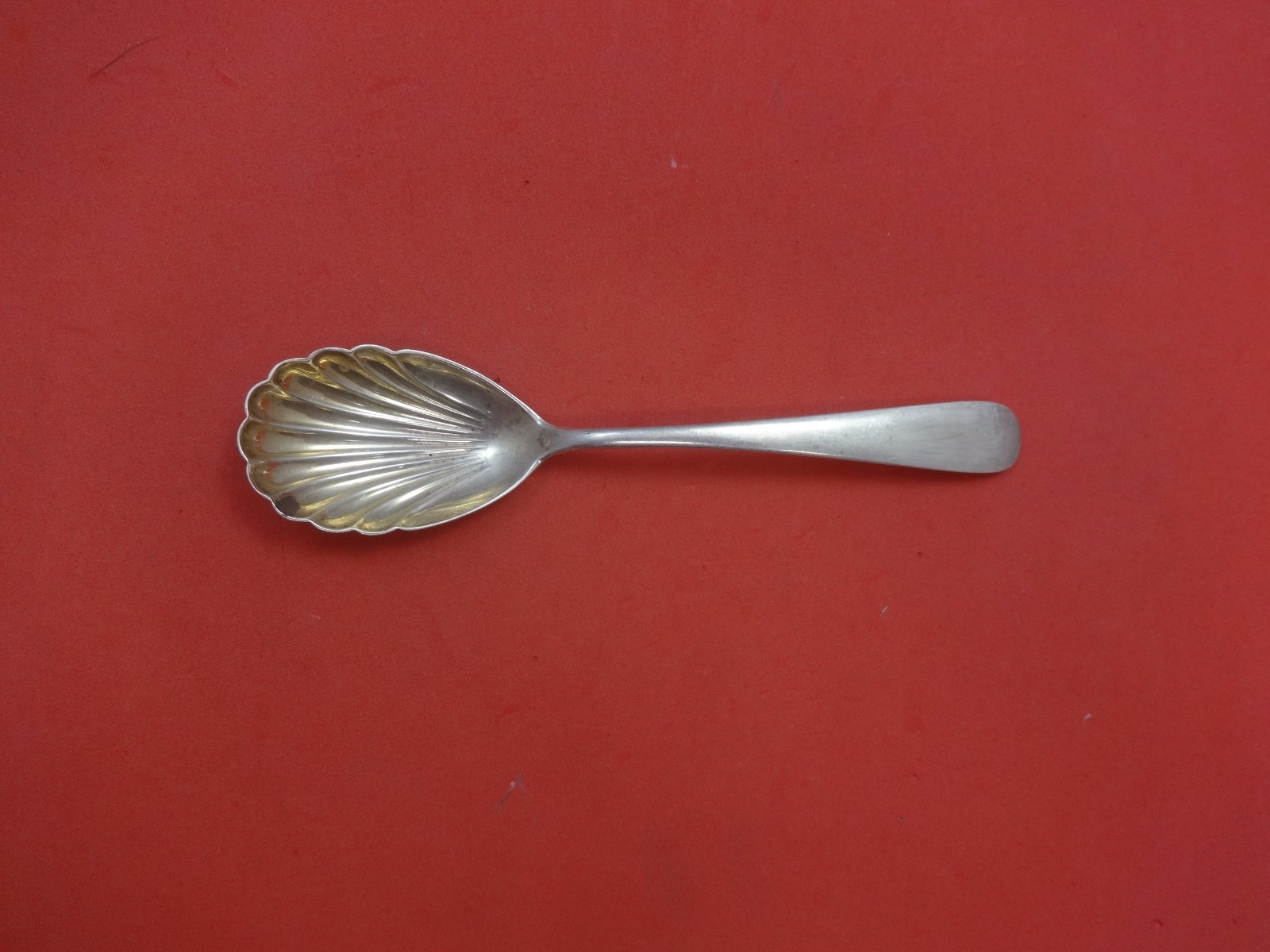 Old Maryland Plain by Kirk Sterling Silver Sugar Spoon Shell 6 1/4″