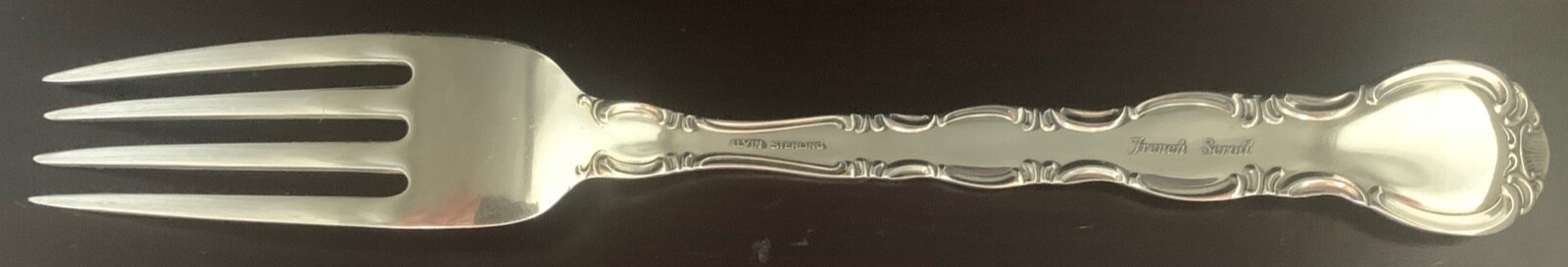 Alvin Sterling Flatware, French Scroll, Dinner Fork, 7 7/8 inches