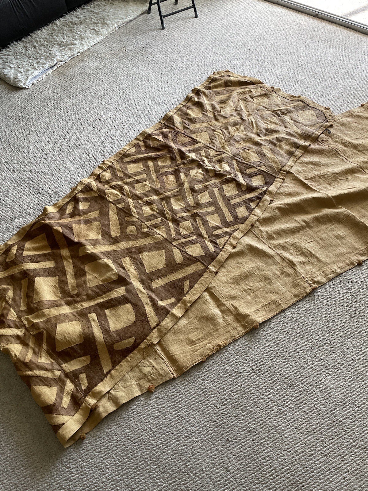 18th-19th Century Antique Old Kuba/bakuba African Raffia Skirt Approx 25” X 16”