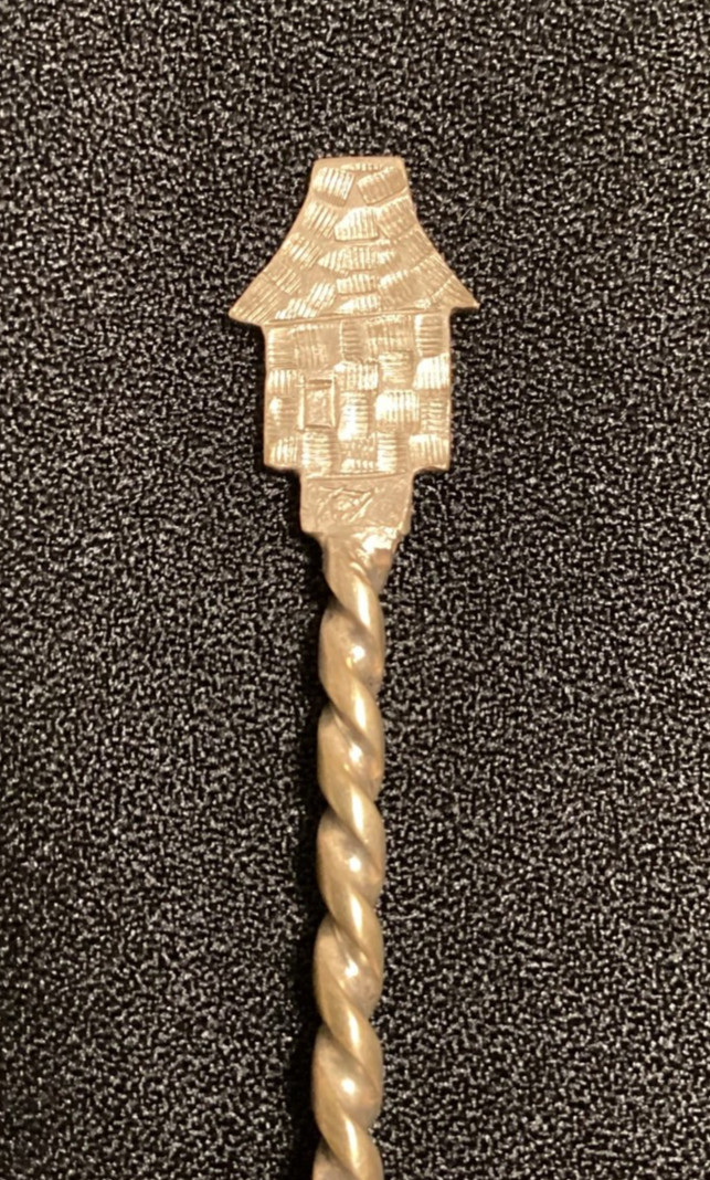 Silver Dessert Fork Twisted Spiral Stem Decorative House Top 4.5″ Personalized