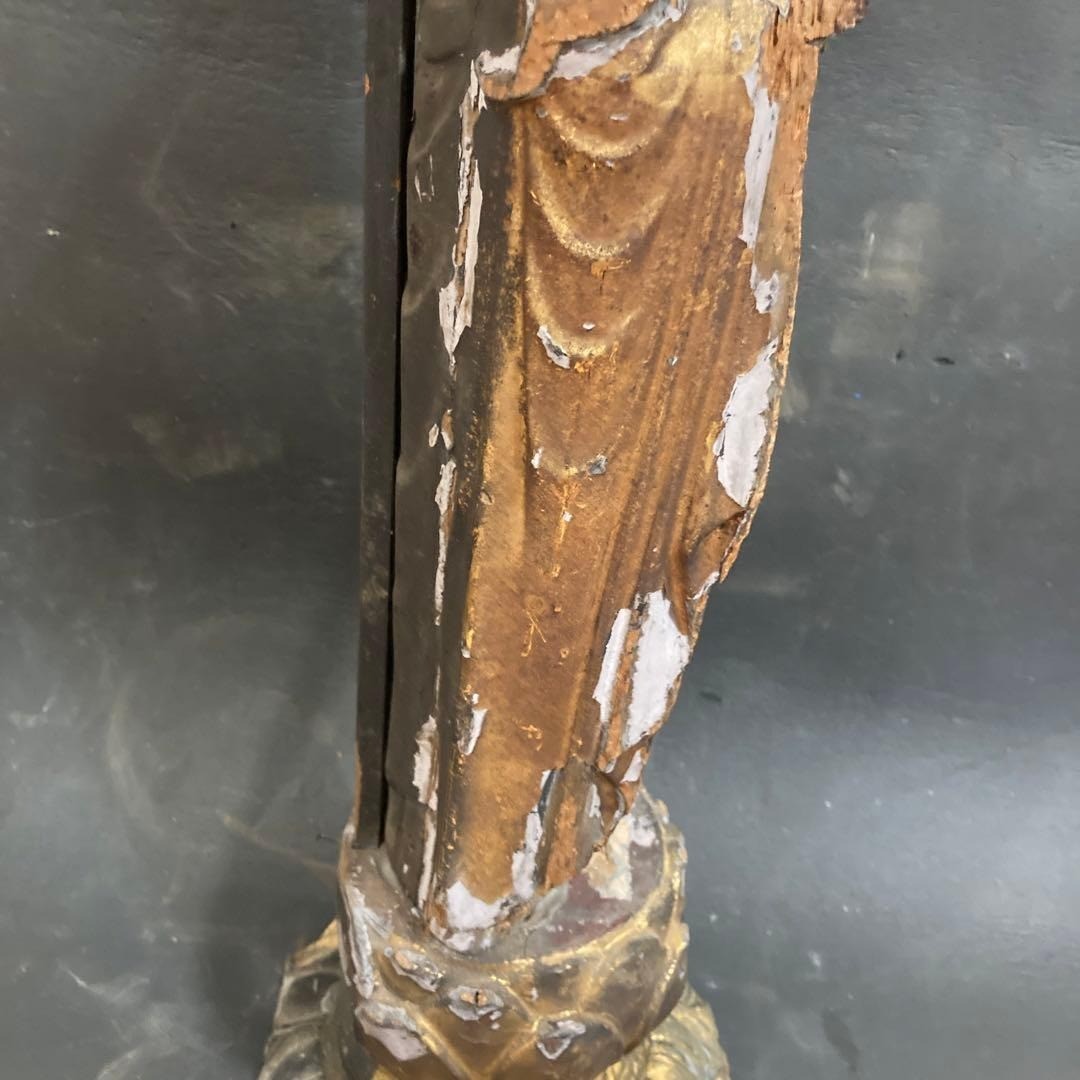 Japanese Antique Muromachi era Wood Carved Amida-Nyorai Amitabha Buddha Statue