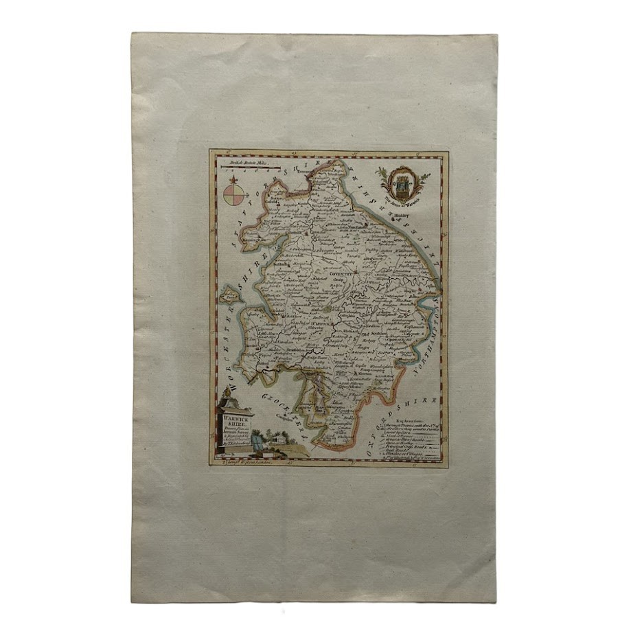 ANTIQUE COUNTY MAP T THOMAS KITCHIN 1769 HAND-COLOURED WARWICKSHIRE