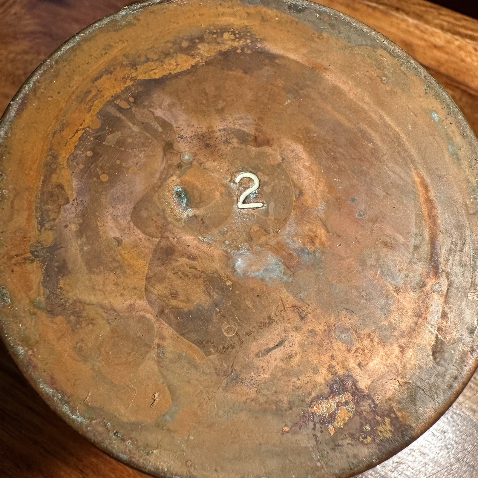 Victorian Antique Copper Measuring Cup Small Saucepan Brass Handle Marked No 2