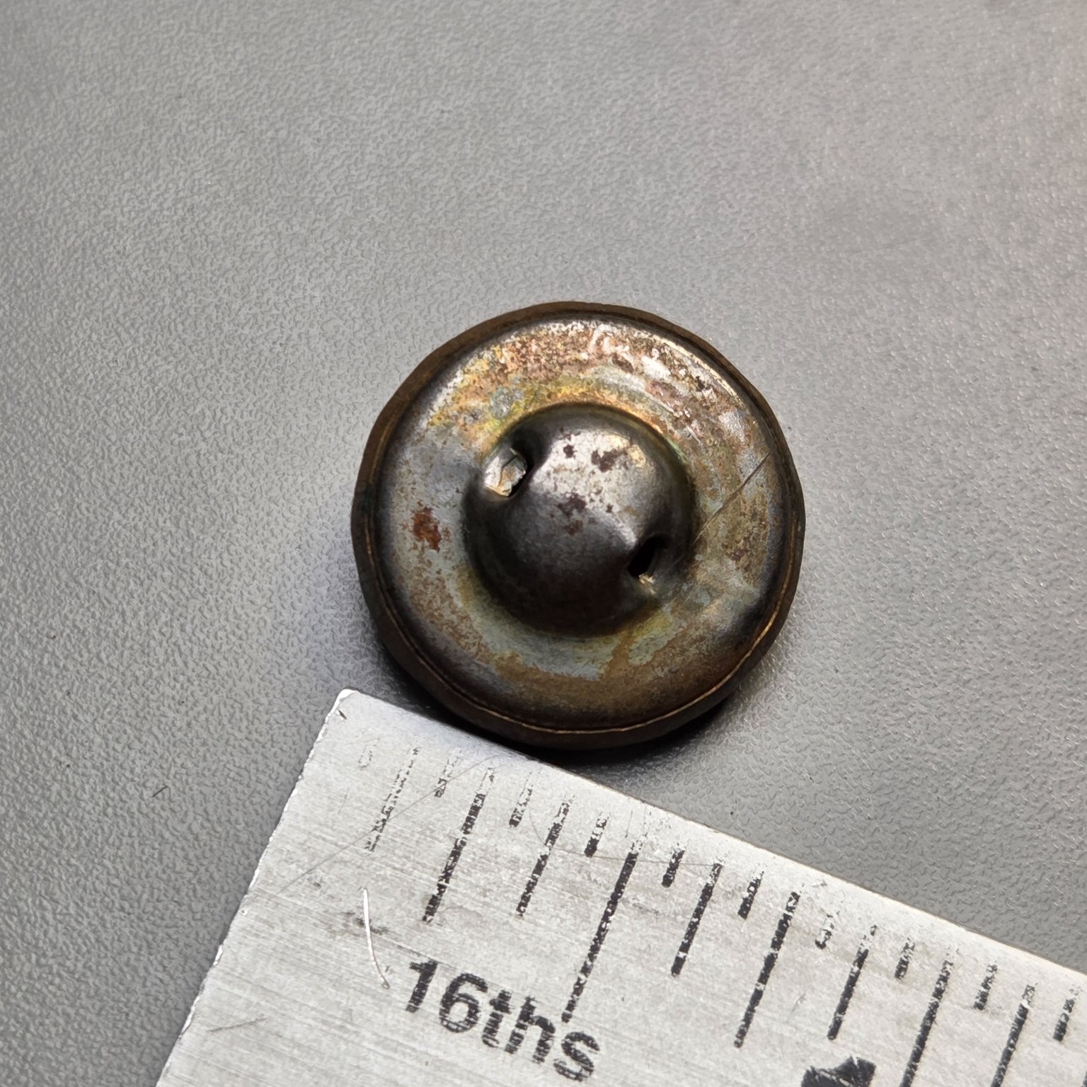 Antique Brass Button Geometric Openwork approx. 11/16 in Self-Shank