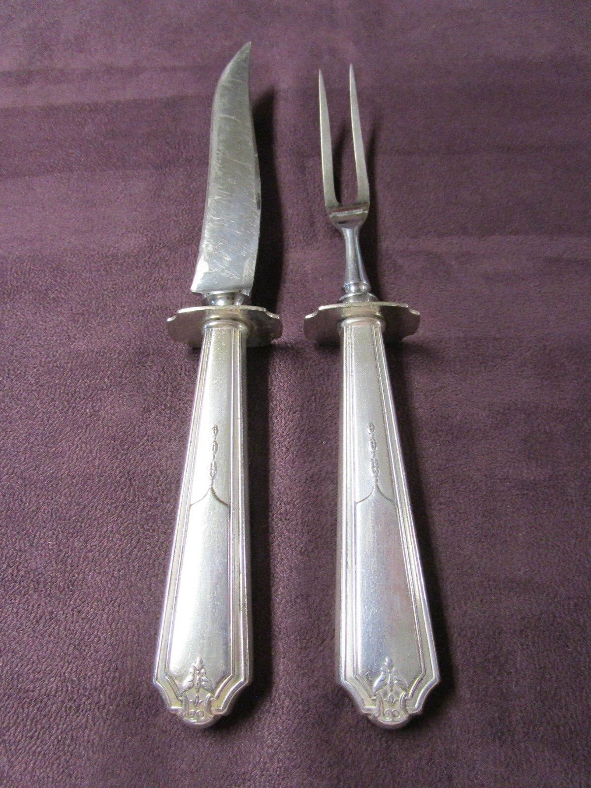 VANITY FAIR 2 Pc Steak or Fowl Carving Set Gorham Silverplate 1924 No Monograms