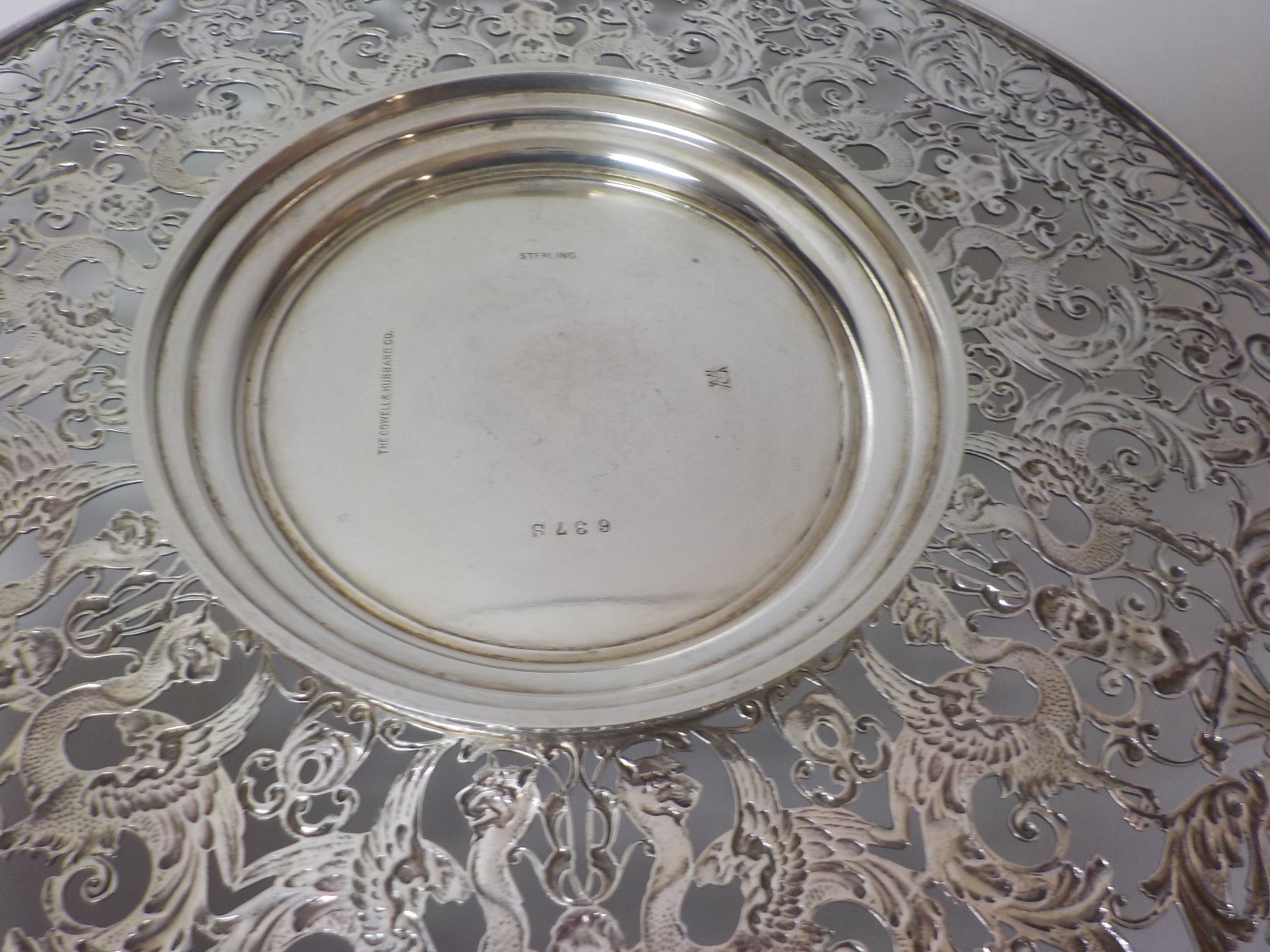 Roger Williams Sterling Silver Reticulated 11″ Cake, Dessert Plate, 525 grams