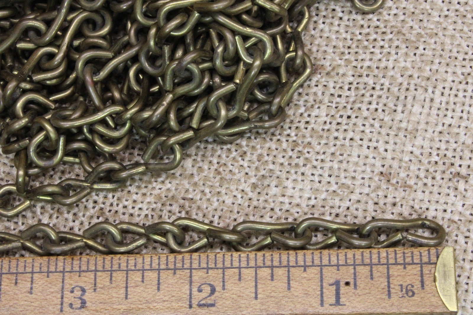Old Jack Chain Tarnished Solid Brass 5/8” Links Cut To 1 Foot Vintage Stock