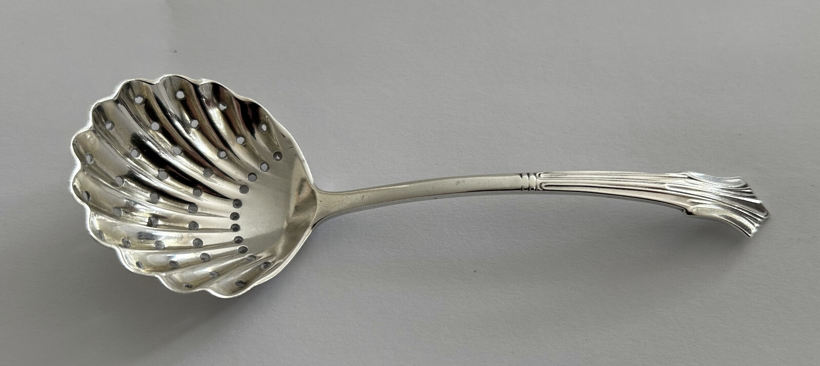 Art Deco Silver Sifting Spoon; Birmingham 1937, Barker Brothers Silver Ltd.