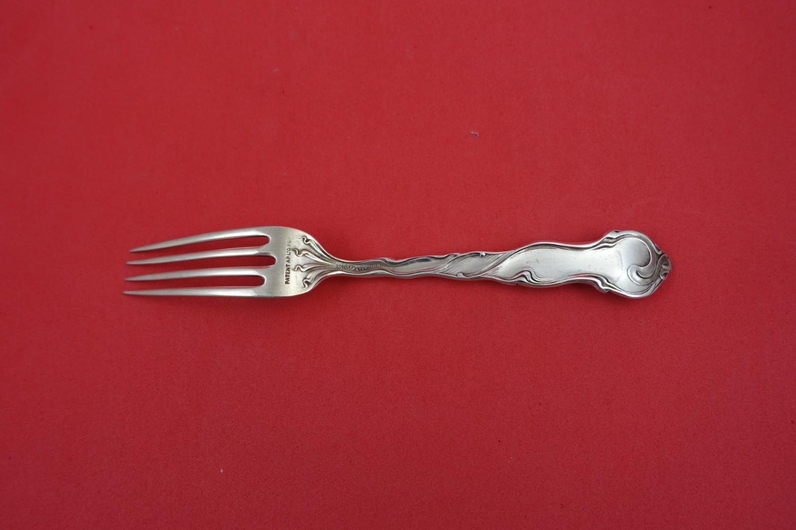 Flower of the Month by Shiebler Sterling Silver Pastry Fork “October” 6 1/2″