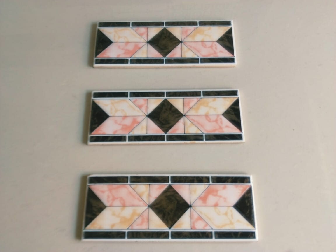 Tile Border Old Vintage Ceramic Collectible Decor Pack of 3