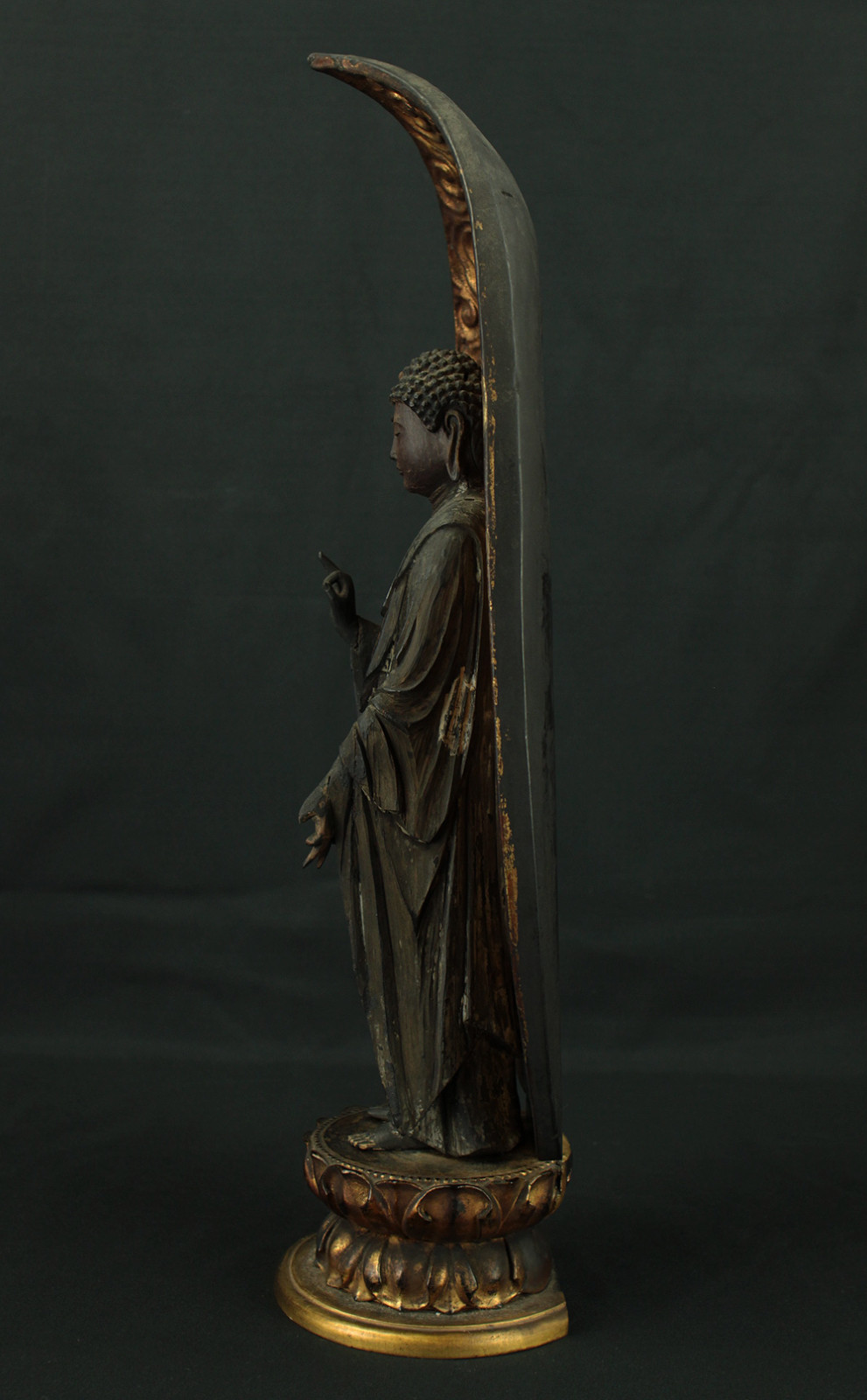 Amida Nyorai 阿弥陀如来 (Amitābha) 45.5cm Buddhism Gilt Lacquer Wooden Statue