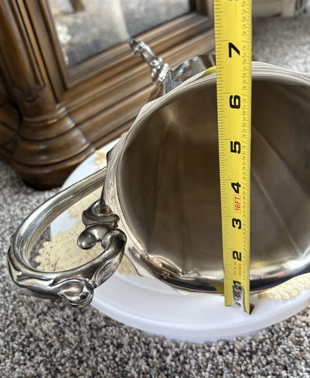 Silverplate Footed Beverage Water Pitcher With Ice Lip Spout Or Use As A Vase