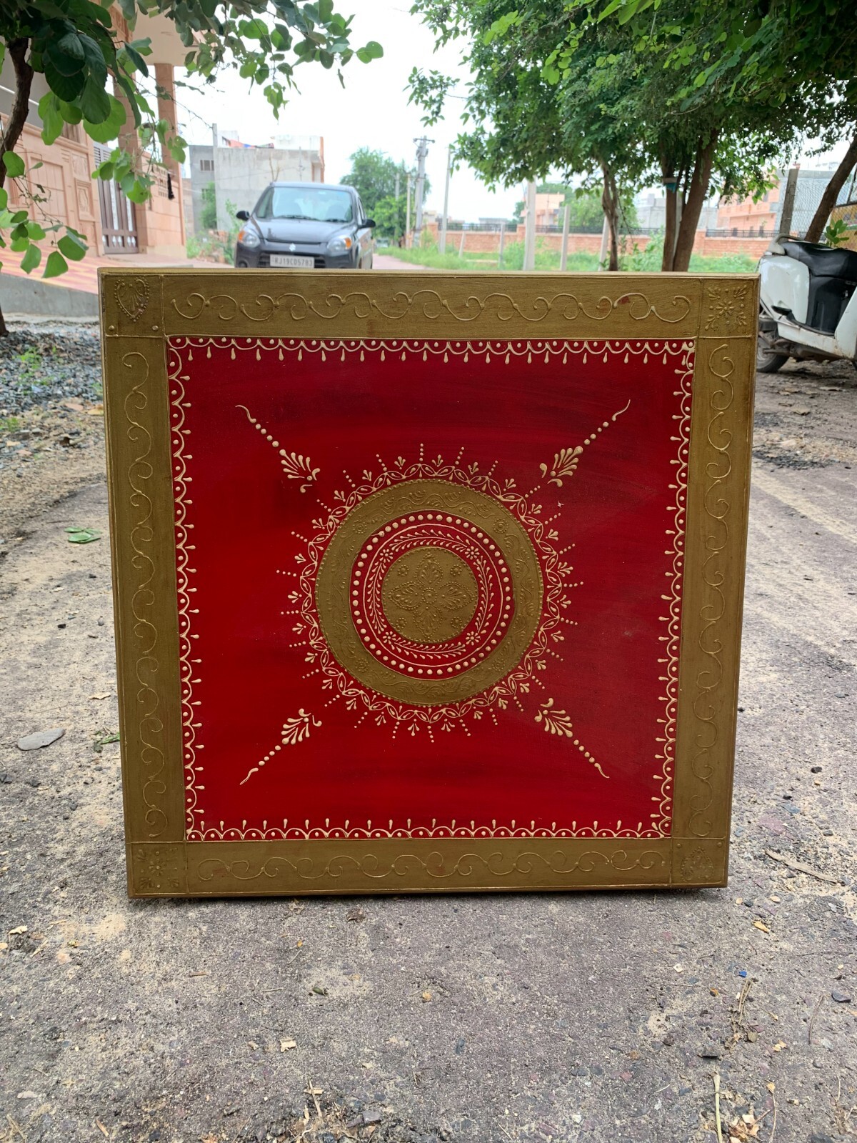 Beautifully Painted Wooden Chowki decorative Home Decor Table Top Bench Stool