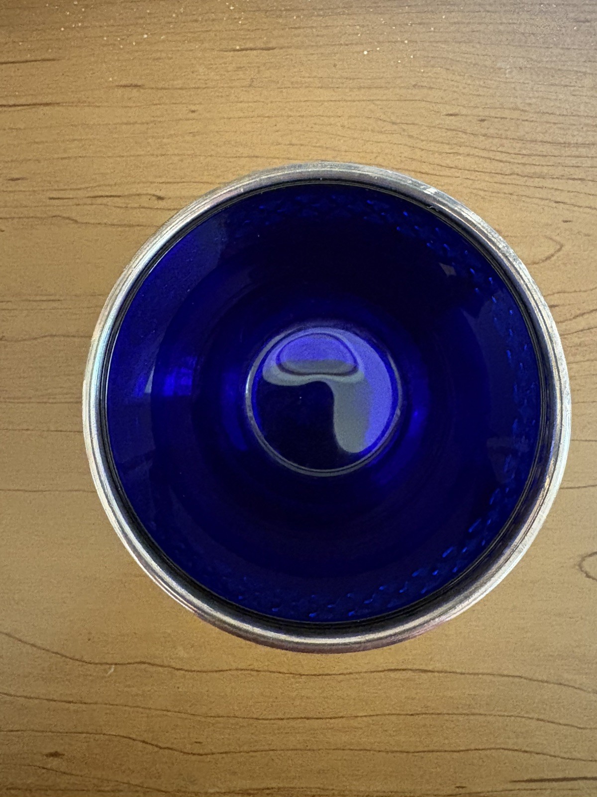 Vintage Birks Regency Small Silver Plated Both With Cobalt Blue Glass Insert