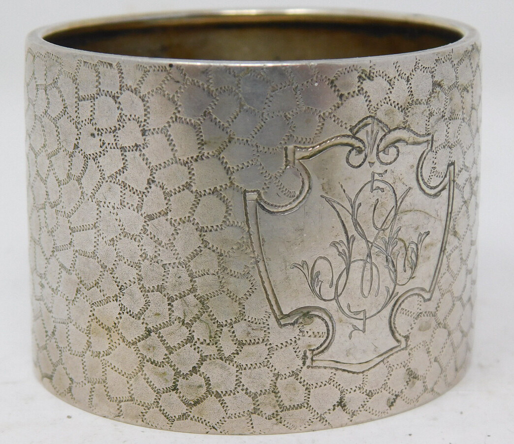 Germany 800 Solid Silver Napkin Ring MS / SM Mono 1.75″ Diam x 1-3/8″ Tall 18 Gr
