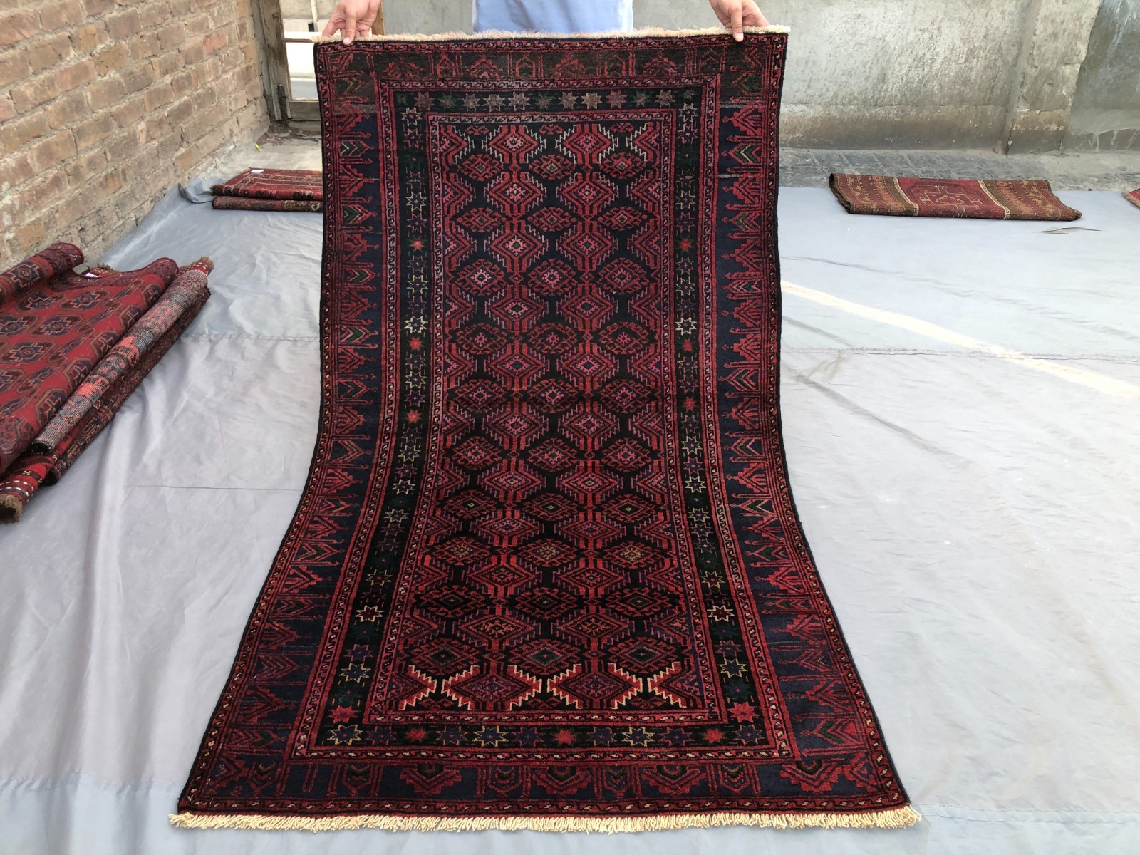 3’5 x 5’11 ft Vintage Turkmen Bashiri Rug Hand Knotted Red Tribal Wool Area Rug