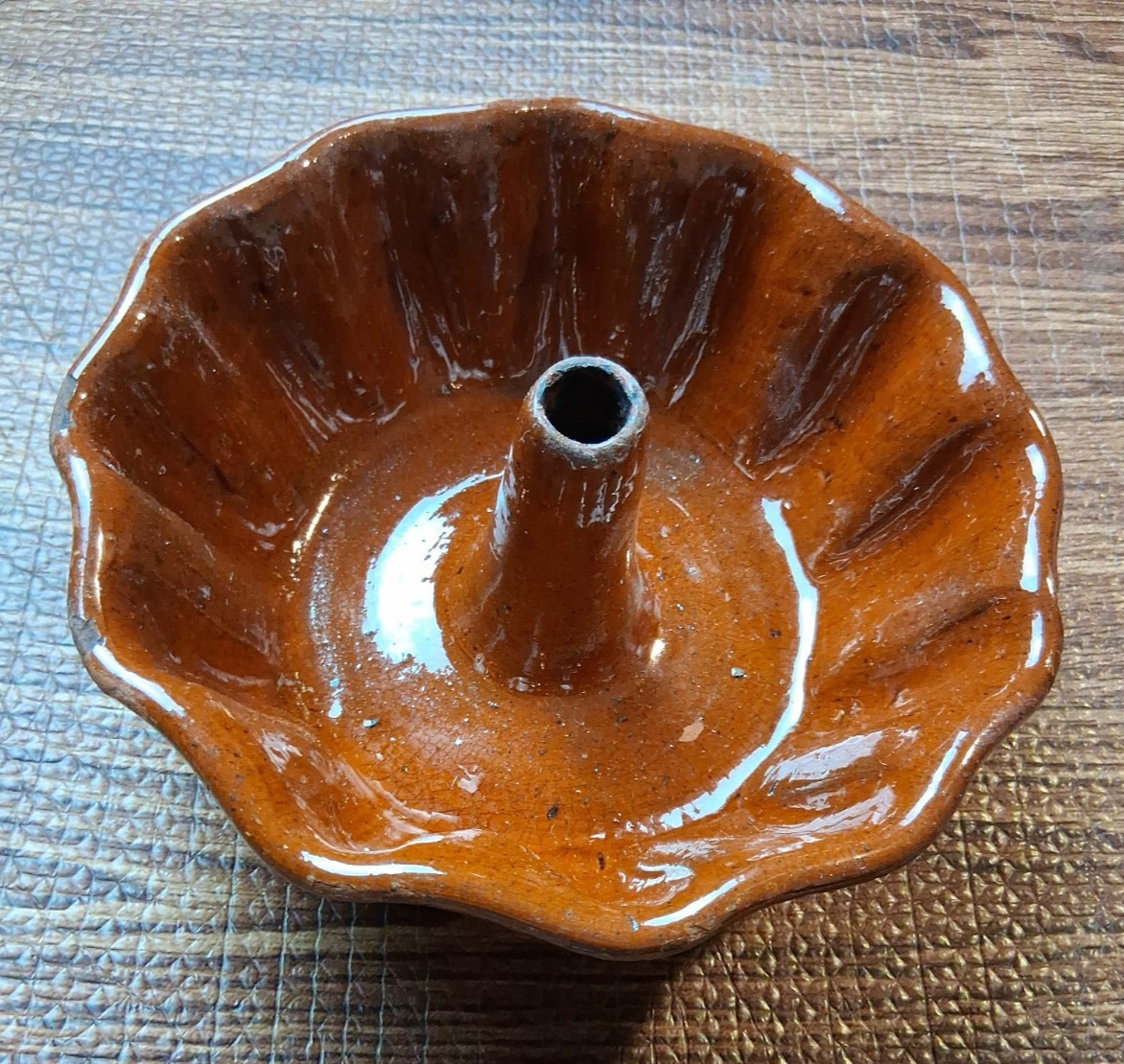 Pennsylvania Redware pottery Turks Head Mold or pan unsigned 7.5″ Vintage
