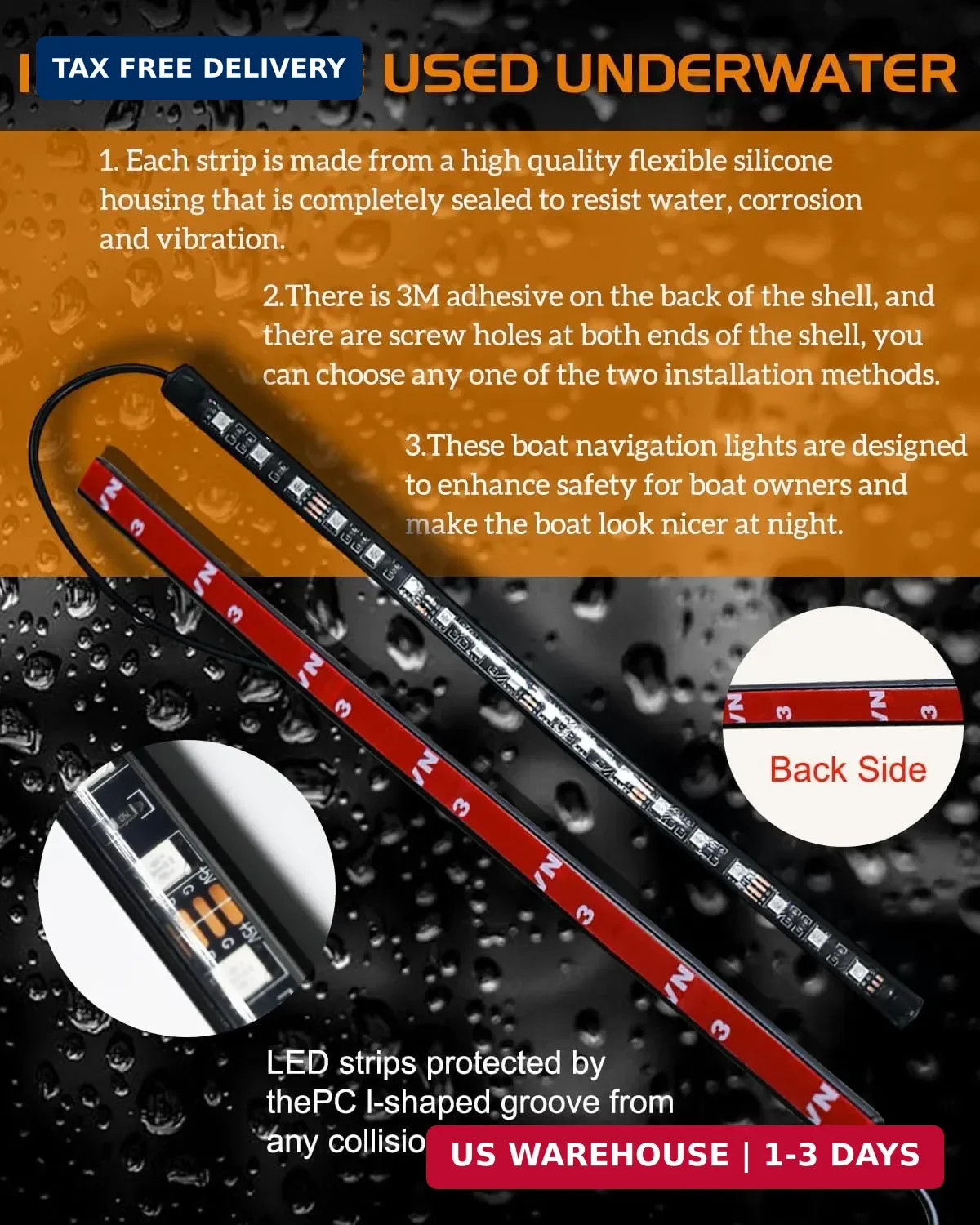 LED Boat Navigation Lights Red Green Marine Bow Lights Waterproof Strip