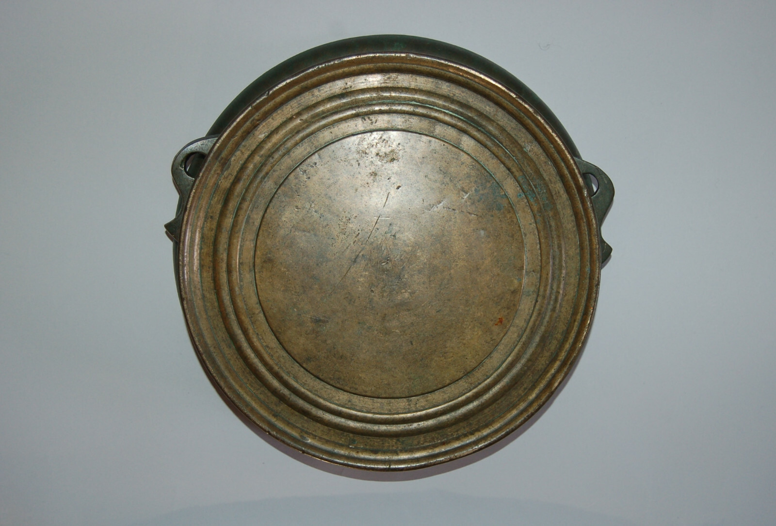 Yellow bronze brass cylindrical musical gong, kane, Zenshoji temple, Japan