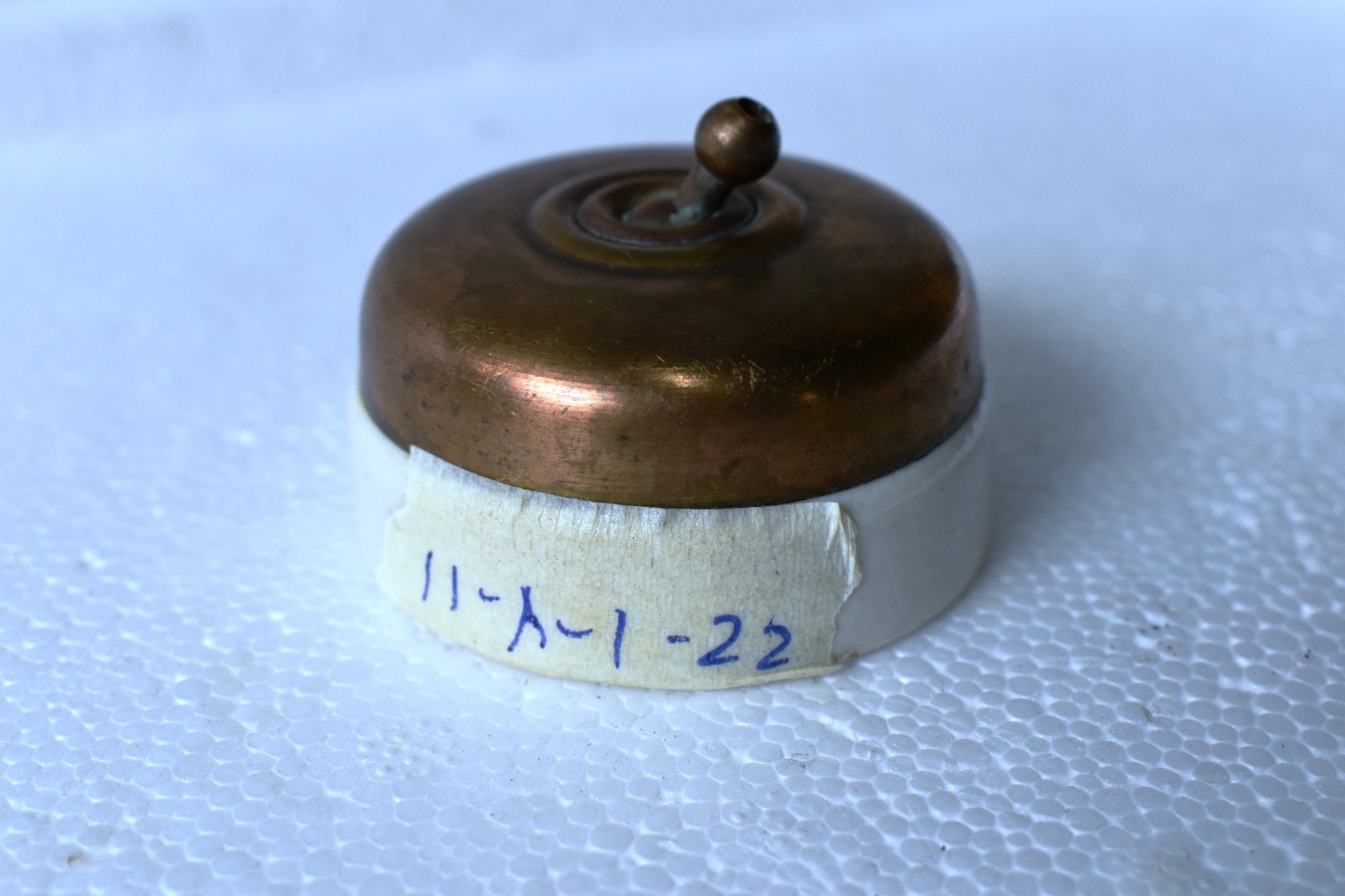 Antique British Brass Toggle Light Switch Vitreous Ceramic England 2.2 Inch “R22