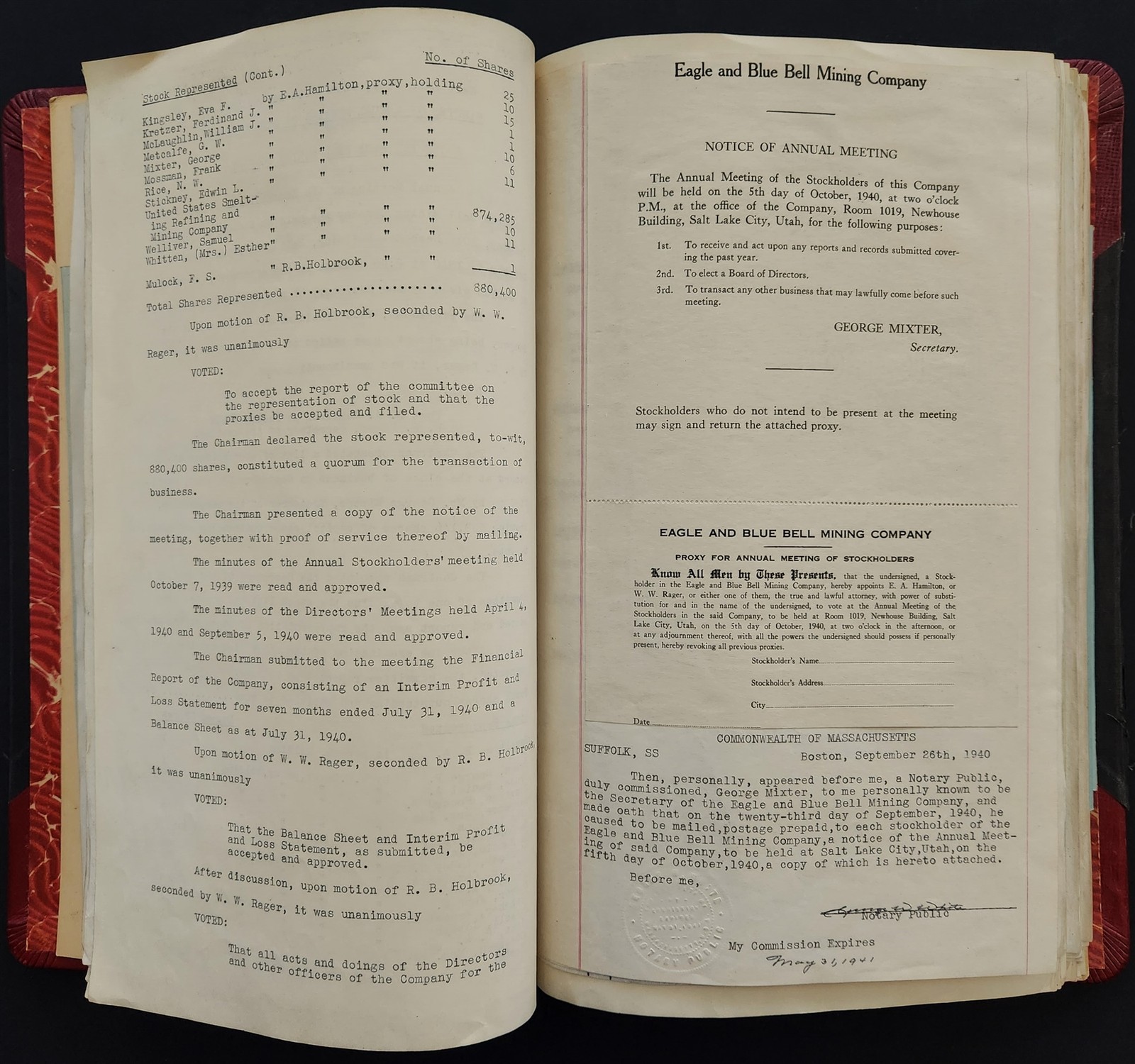 1930 antique EAGLE & BLUE BELL MINING CO eureka ut HISTORY DOCUMENT LEDGER huge