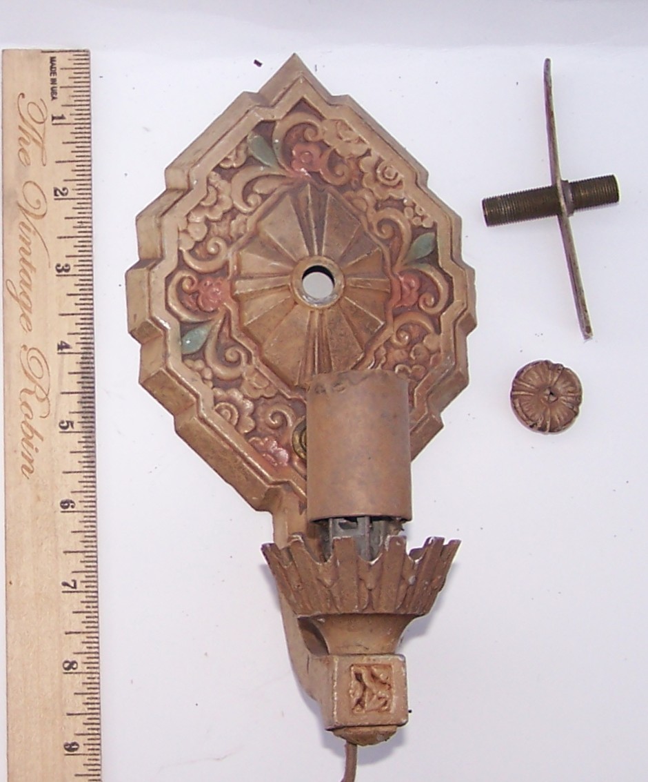 Vintage Art Deco 1 Arm Sconce Light for Restoration 2 Available