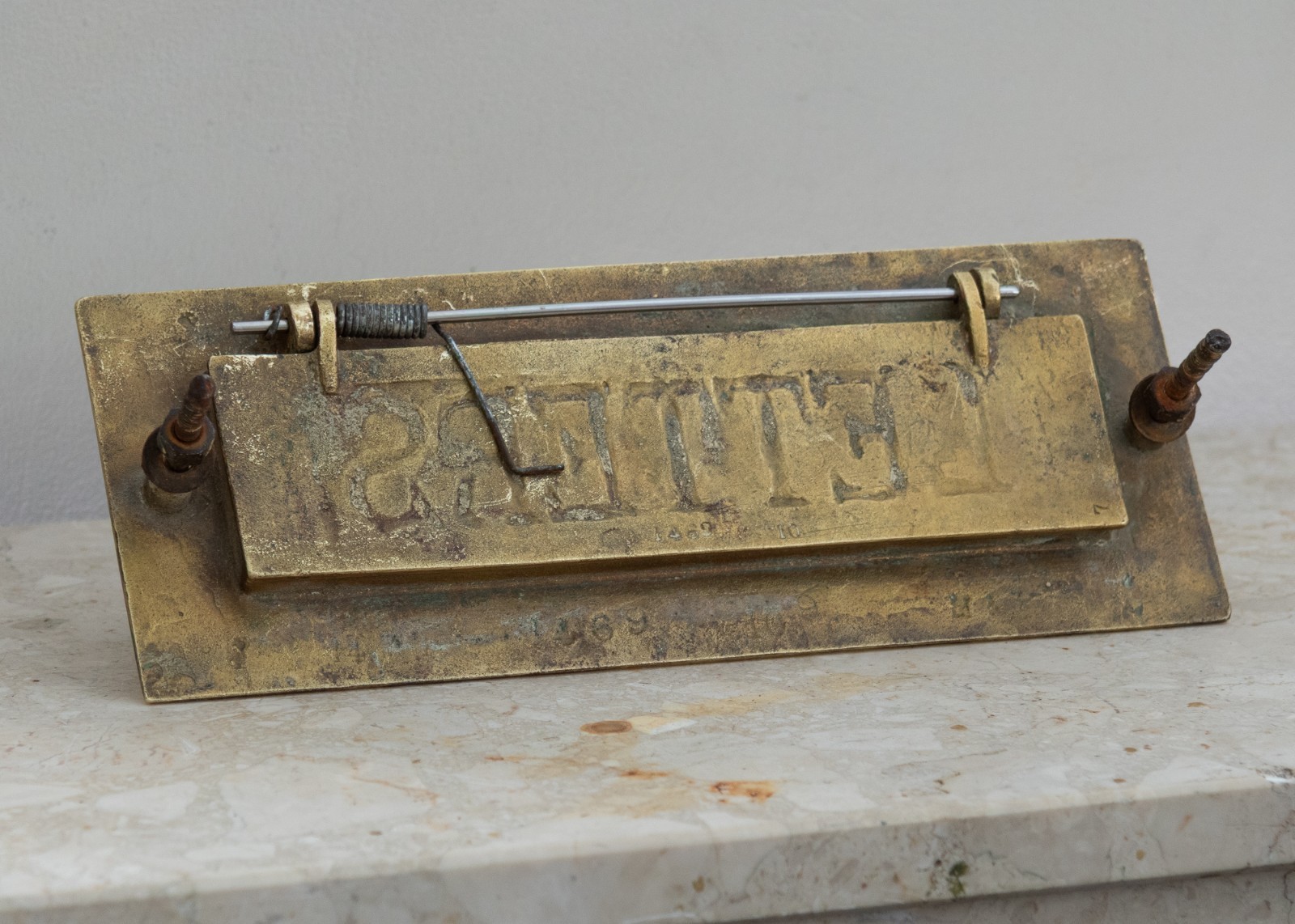 Large Brass Letter Box, Late 19th Century, new spring, ready to fit