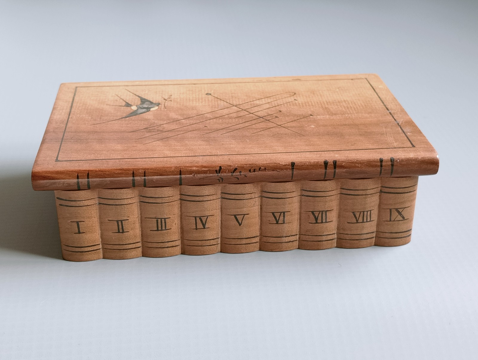 Antique Sorrento Puzzle Sewing Box Hat Pins Olivewood Made in Italy