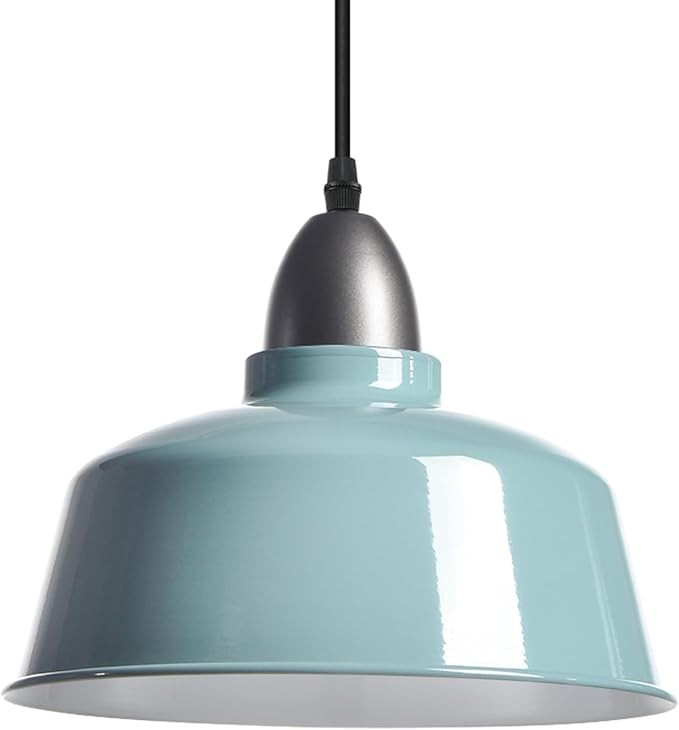 Blue Farmhouse Plug in Pendant Light Pulley Pendant Lamp