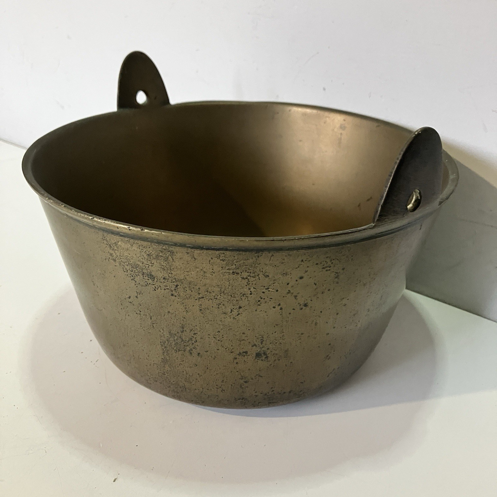 2x Large Brass Cooking Pots Pans without Handles Antique Planter Metal Bowl