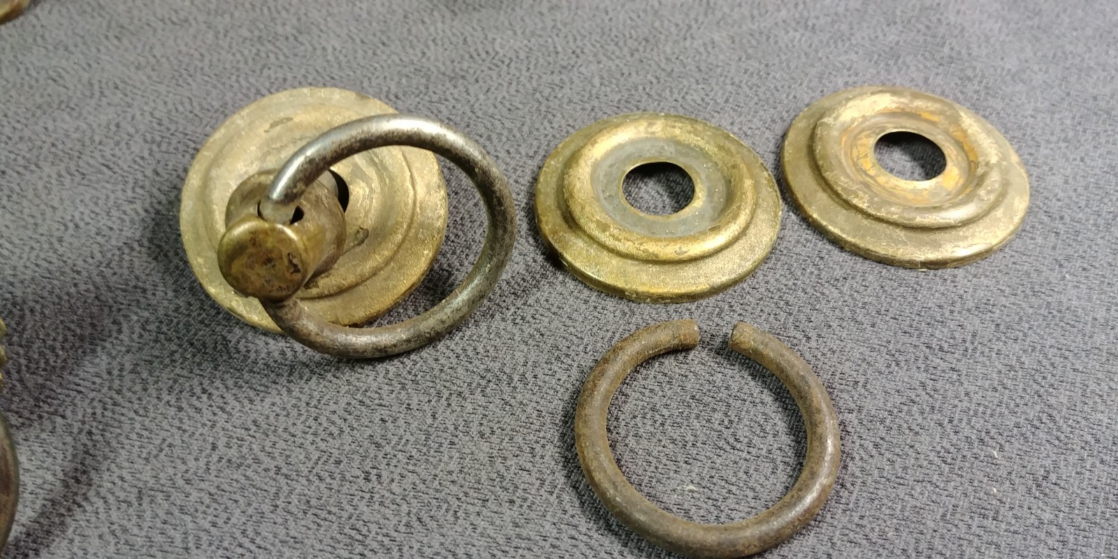 15 Victorian Drawer Ring Bail Pull Pressed Brass Parts Antique Hardware Lot