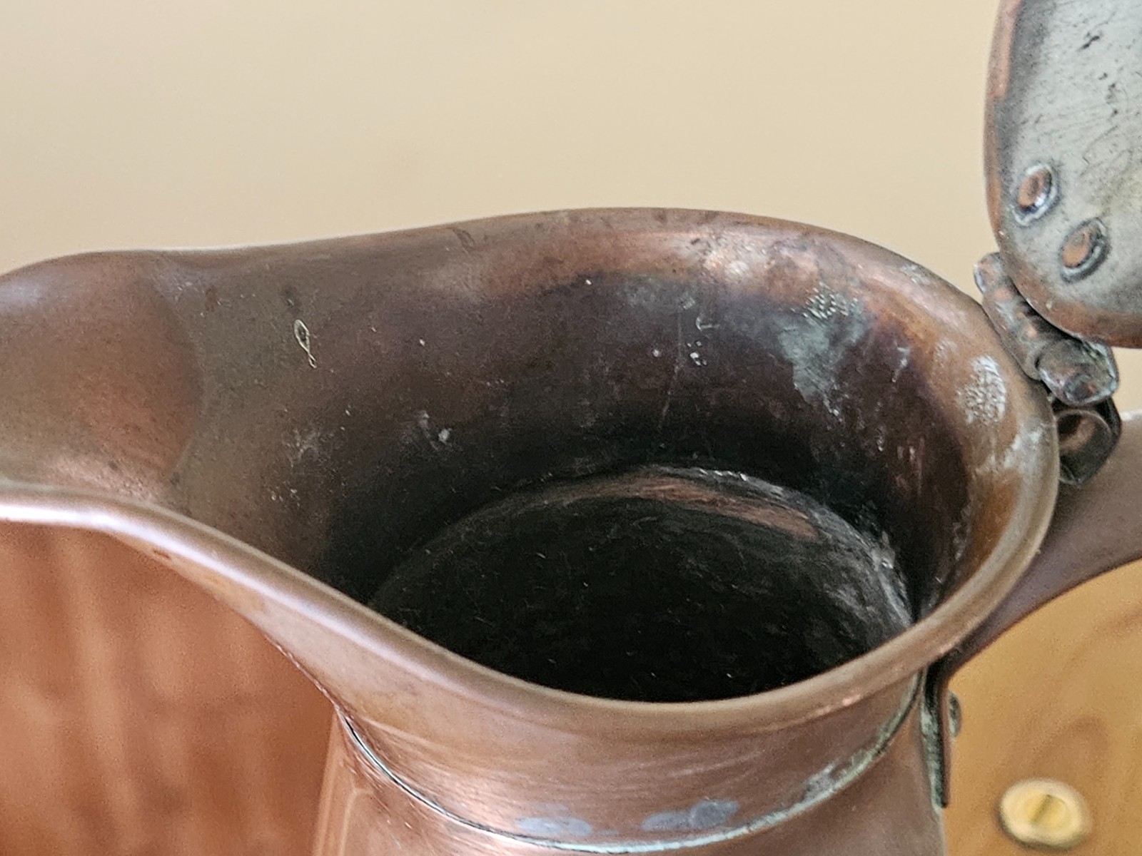art nouveau Joseph Sanky & Son copper jug 1 1/2 pint