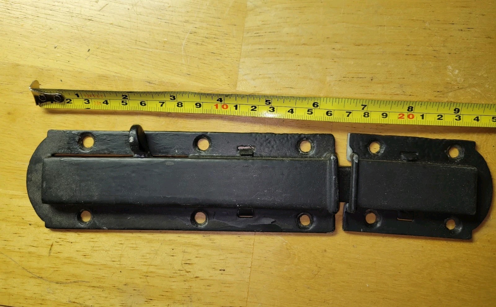 Black Cast Iron Flat Sliding Latch Bolt And Keeper Heavy Duty 2 Pieces