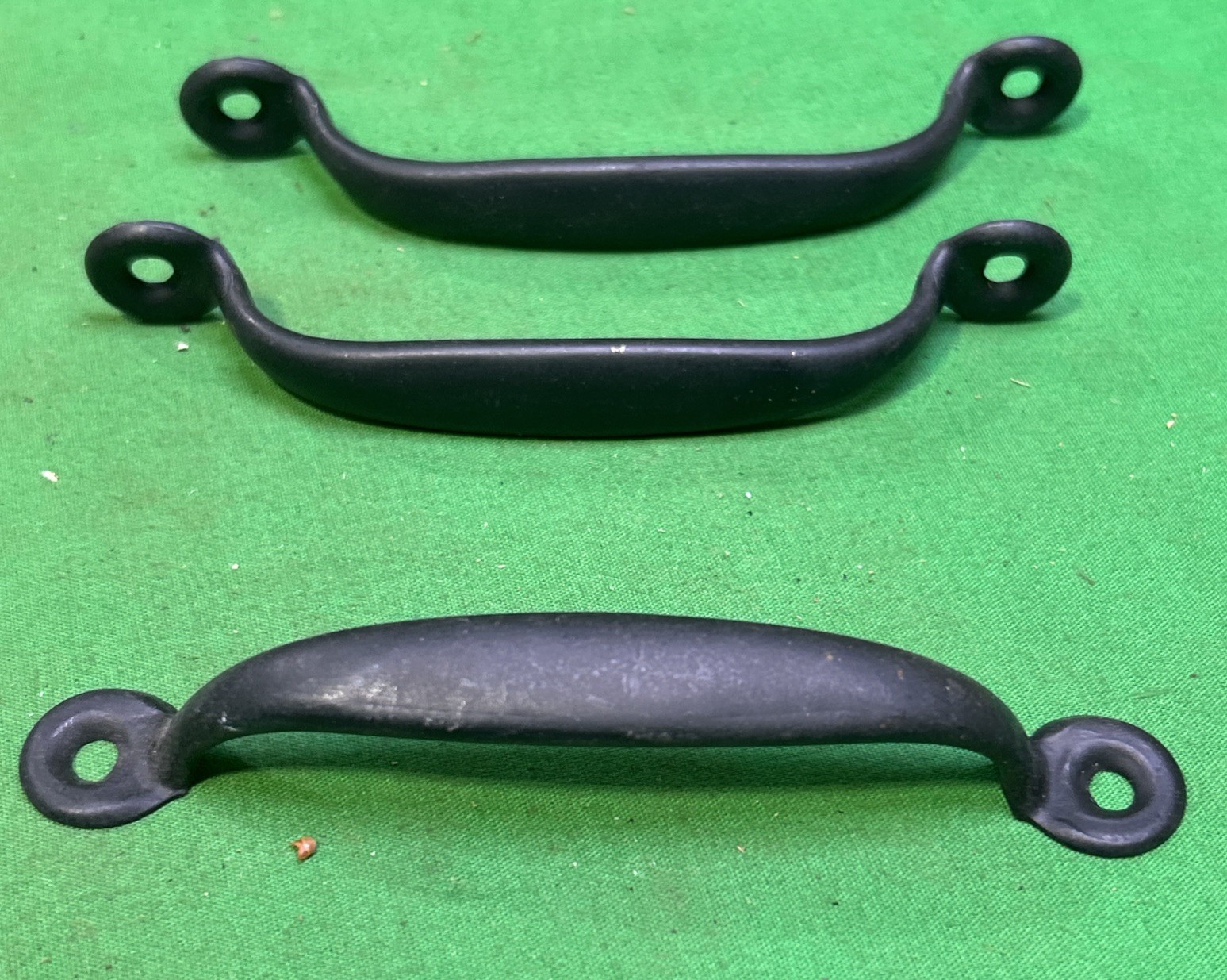 Three Vintage Black Metal Screen Door / Drawer Handles / Pulls