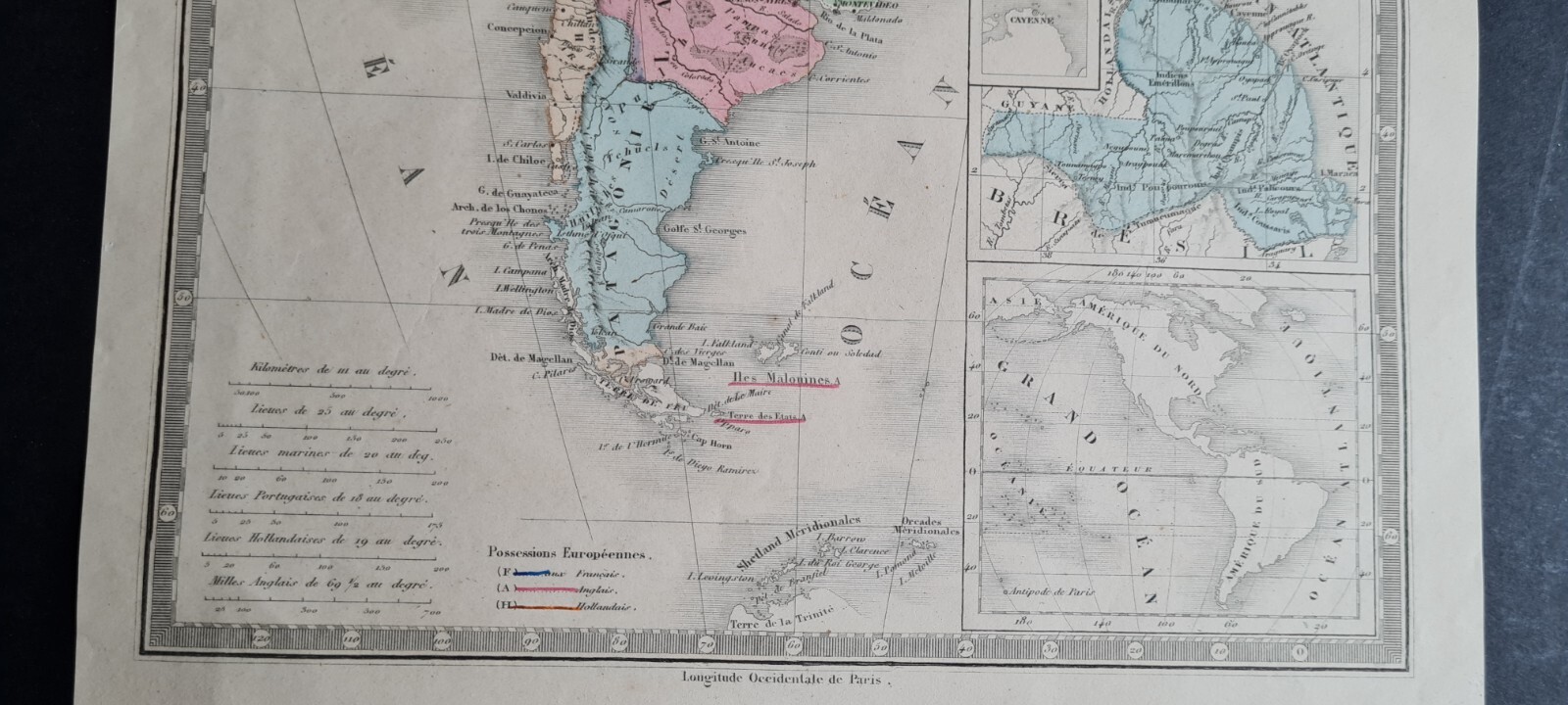 Antique (1862) French map – South America – Felix Ansart