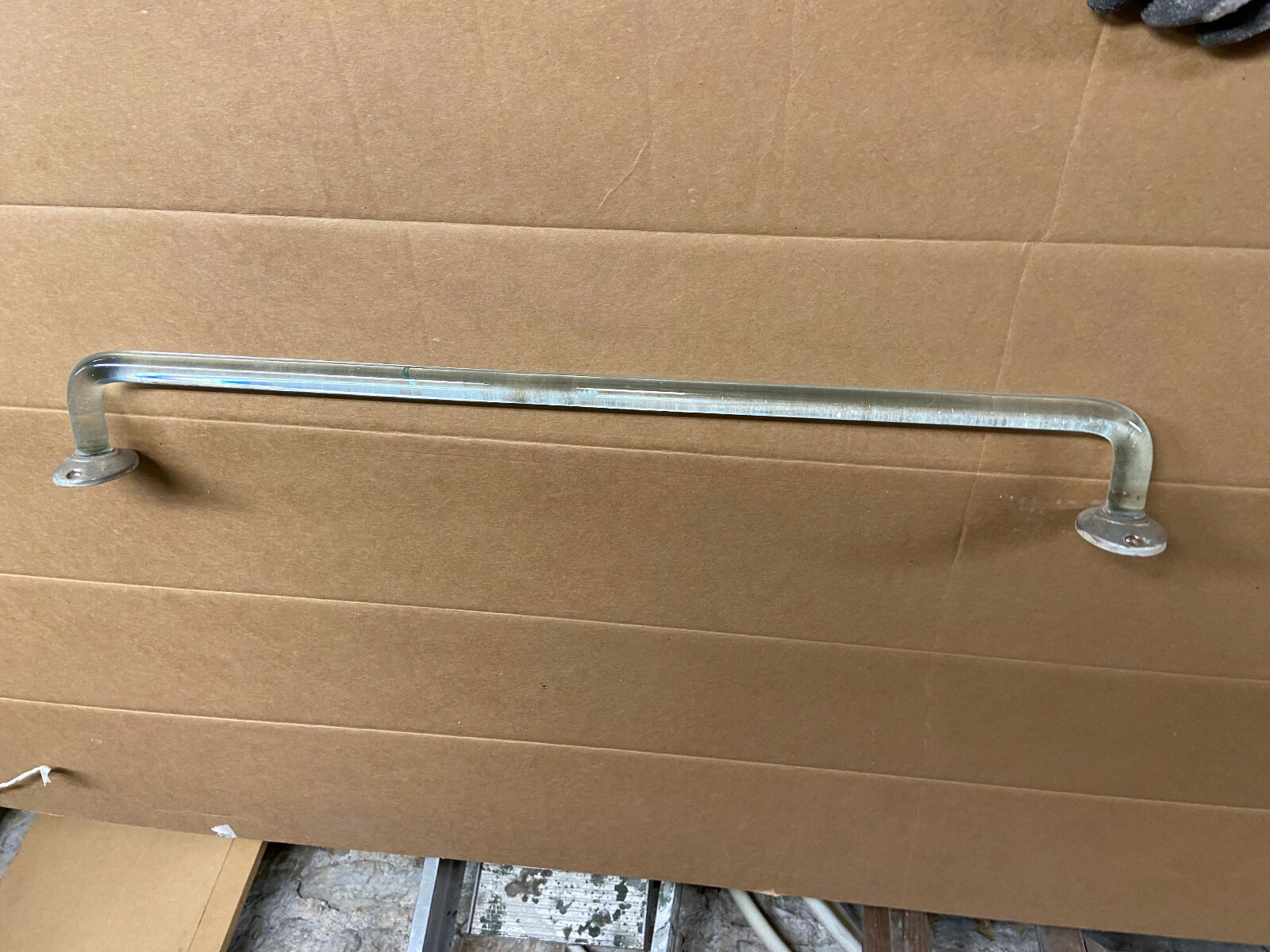 VINTAGE 30 INCH GLASS ROD TOWEL BAR WITH END SUPPORTS 1905 House Bathroom Powder