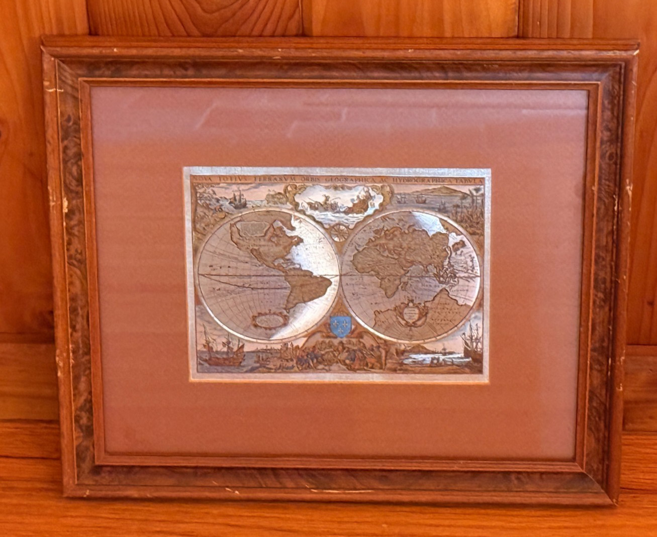Color Foil Ancient World Map Framed Nova Totivs Terrarvm Orbis Cartography