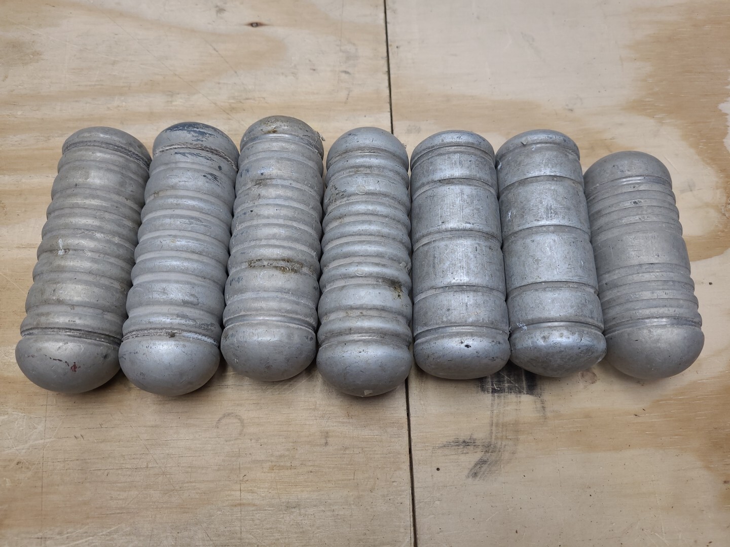 Aluminum Fishing Net Floats Lot Of 7 Vtg Fisherman Fresh Ocean Tools Buoy Art