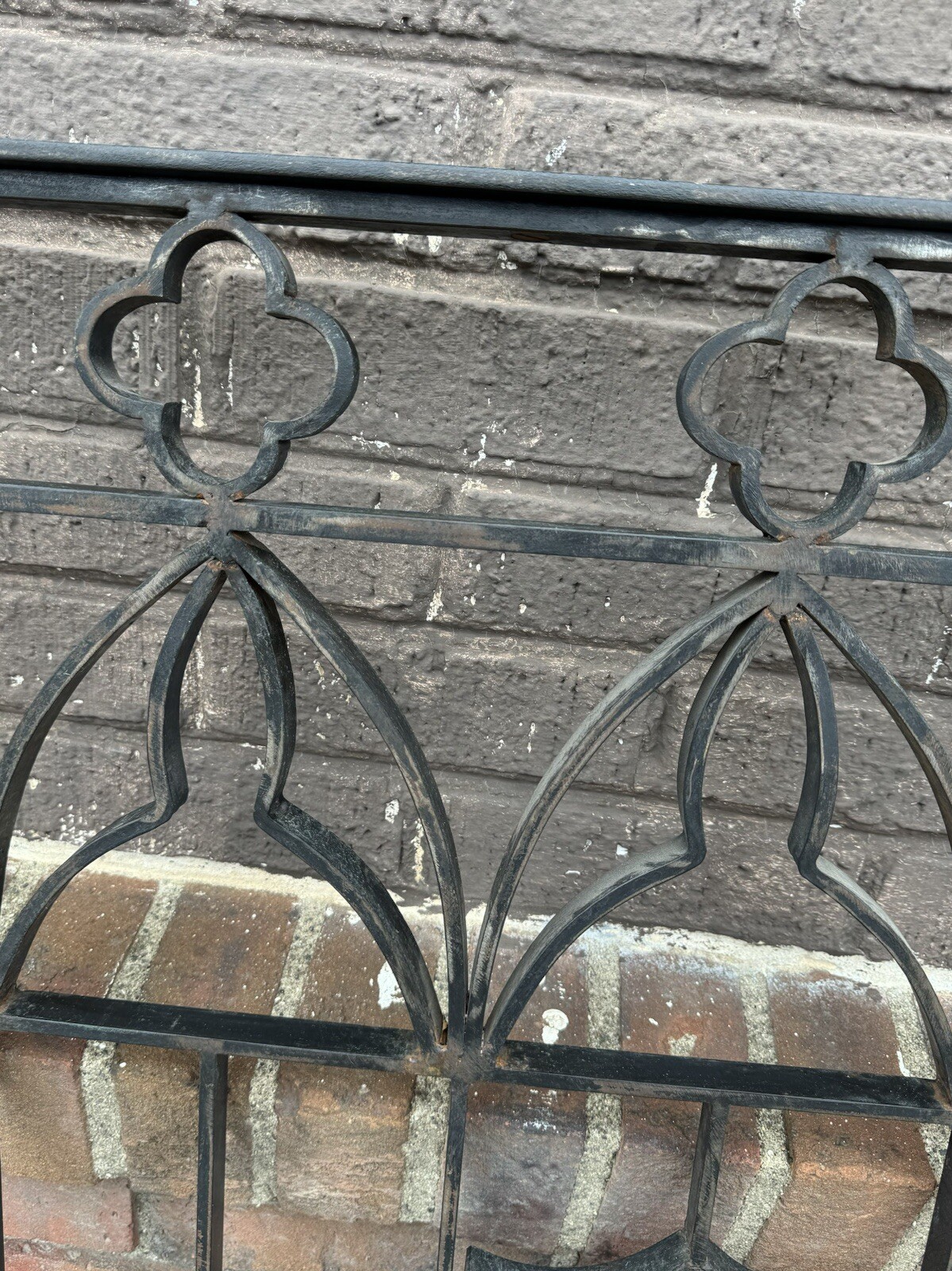 Vintage Black Wrought Iron Ecclesiastical Dove of Peace Church Railing