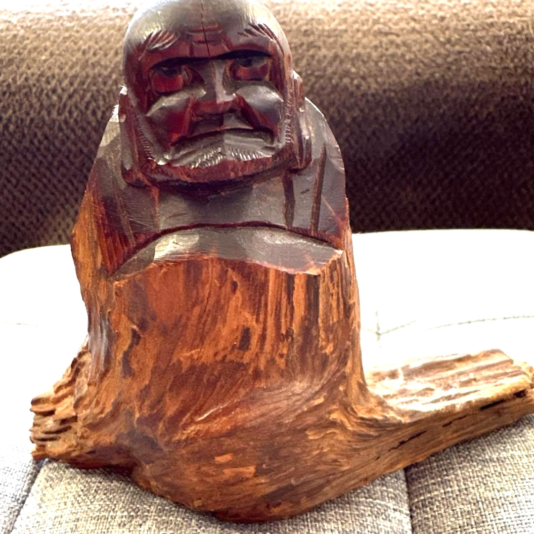 Japanese Vintage Wood Carved Daruma Monk Master Bodhidharma Statue H4.5inch Rare