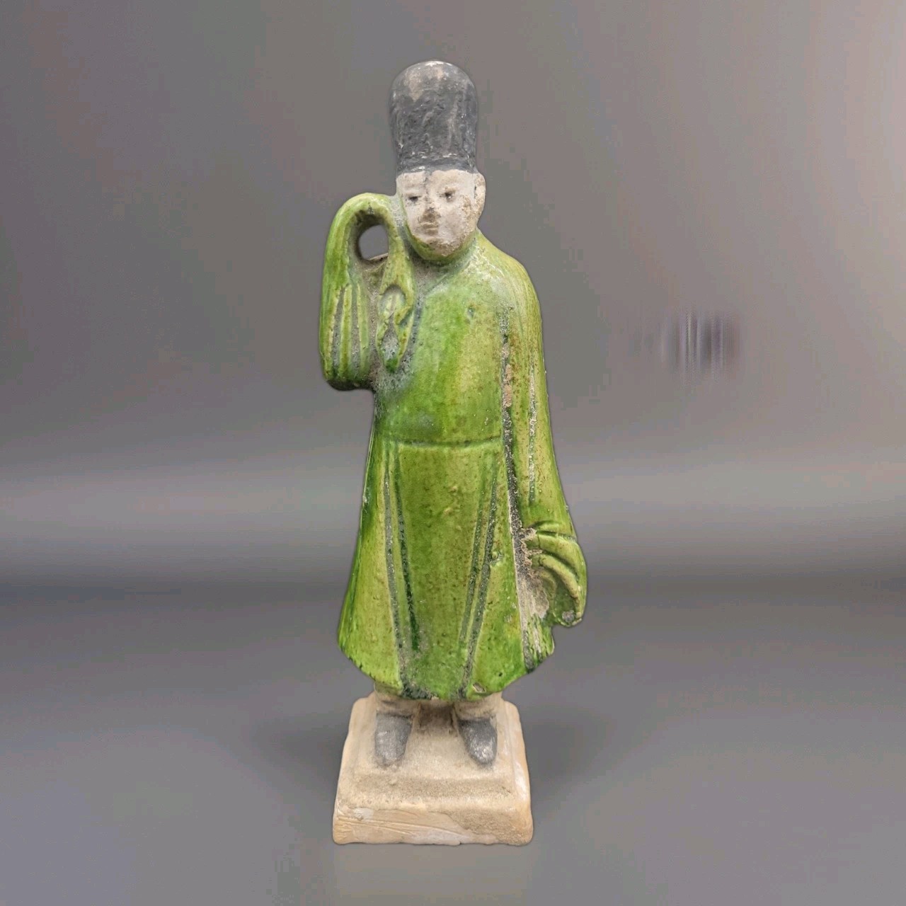 Reproduction of 15th c. Chinese Ming Dynasty Sancai Glazed Figure 7.75″ COA