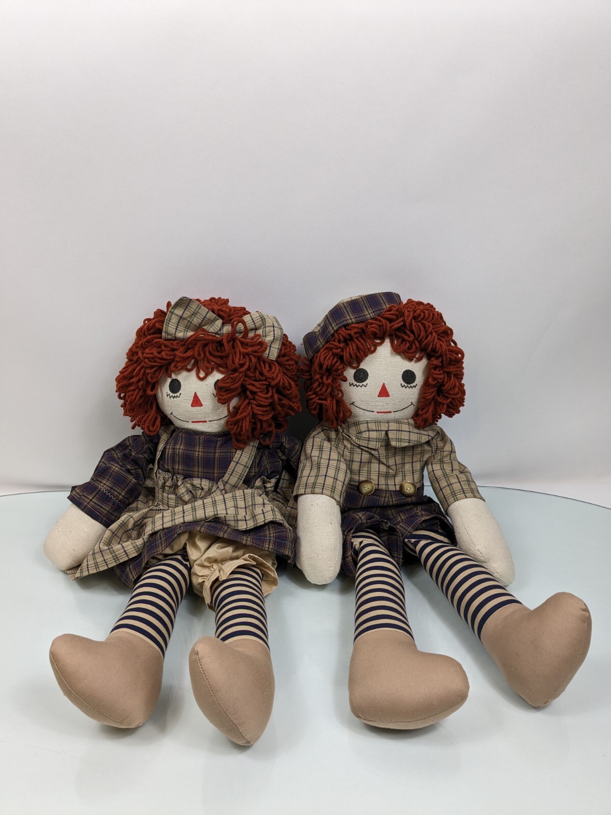 HANDMADE PRIMITIVE Raggedy ANN ANNIE & ANDY PILGRIM Doll Set Thanksgiving