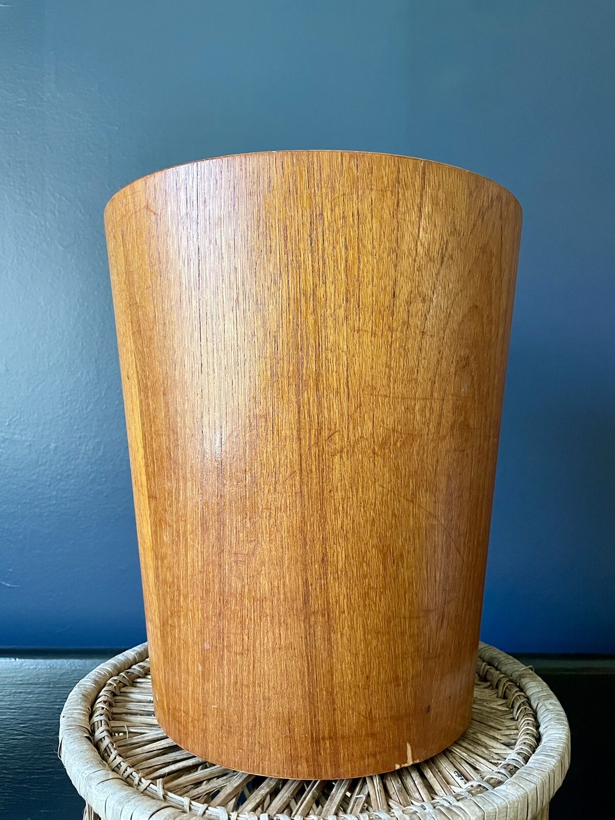 MID CENTURY MODERN TEAK WASTE BASKET TRASH CAN BIN RAINBOW SERVEX MARTIN ABERG