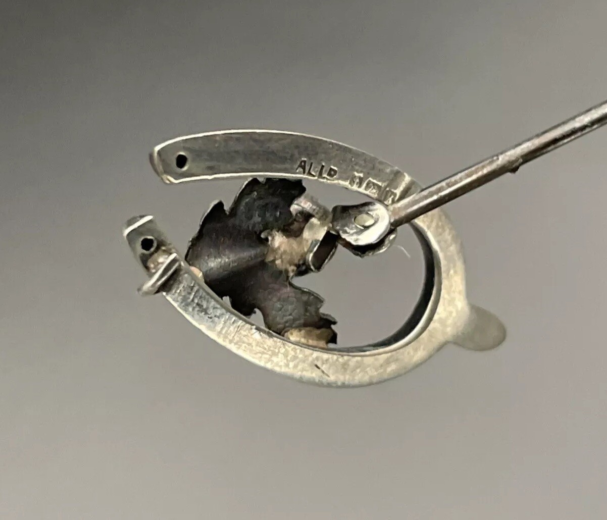 Scottish Thistle Amethyst Stone & Wishbone Sterling Silver Hatpin English 1909