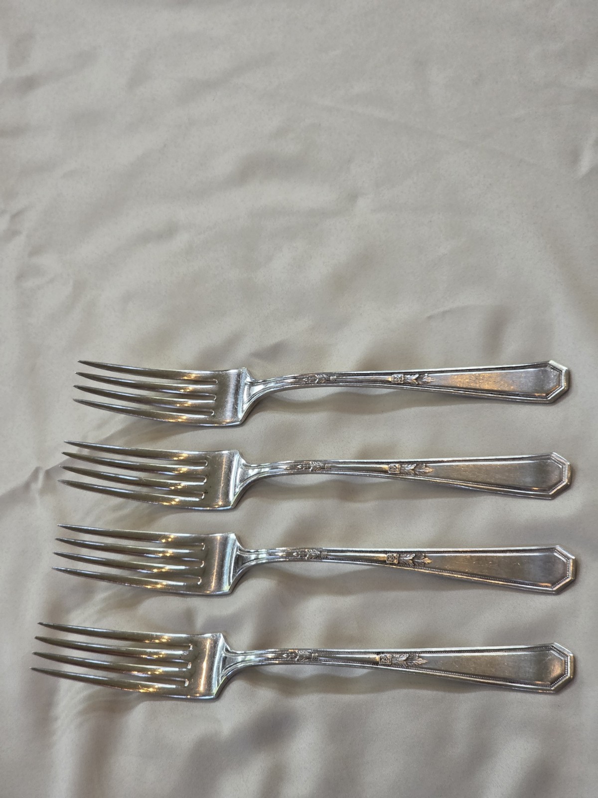 Antique Wm Rogers & Son Mayfair Pattern Set Of 4 Dinner Forks 1923 Art Deco
